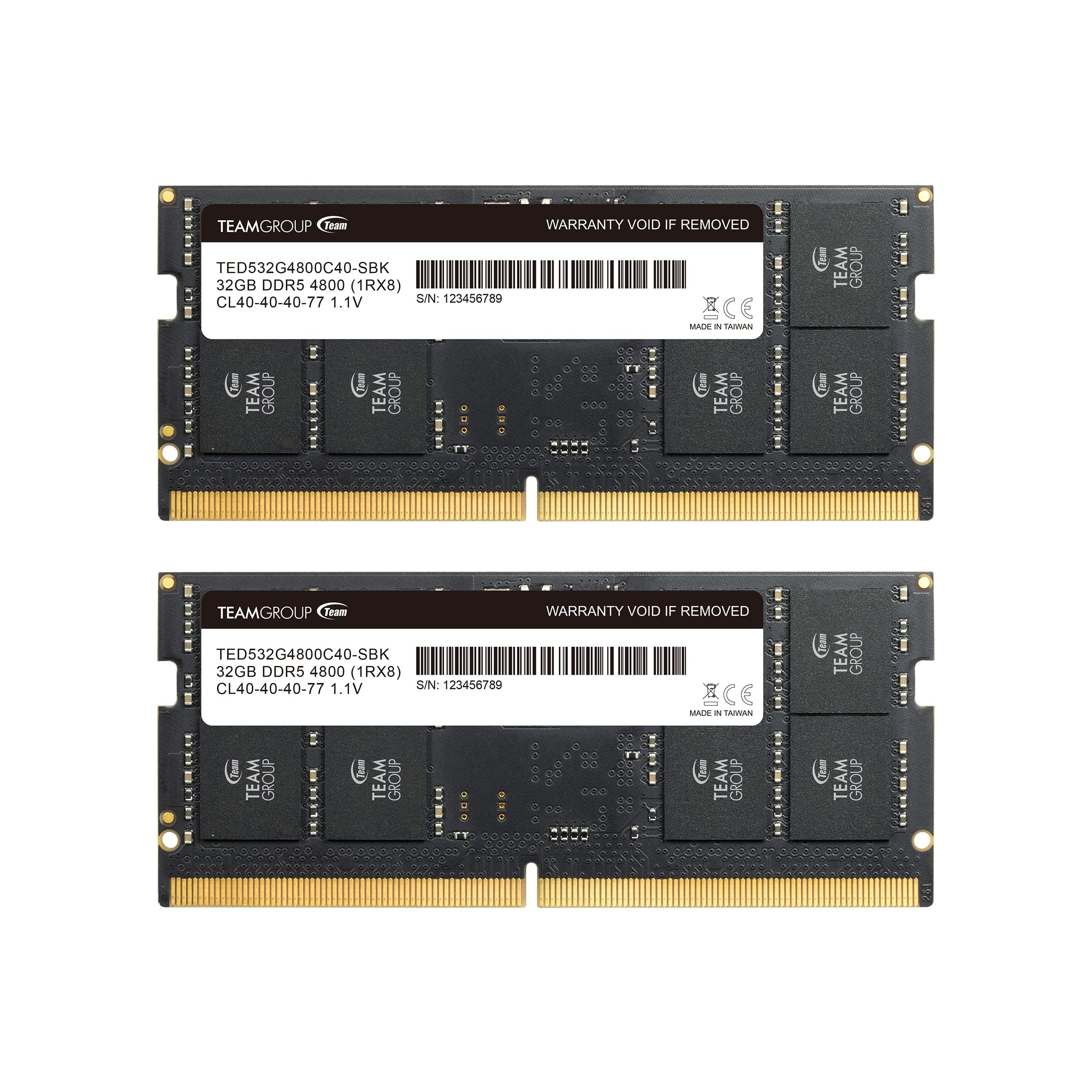 Teamgroup Elite Sodimm Ddr5 64Gb (2X32Gb) 4800Mhz (Pc5 38400) Cl40 Non Ecc Unbuffered 1.1V 262 Pin Laptop Memory Module Ram   Te