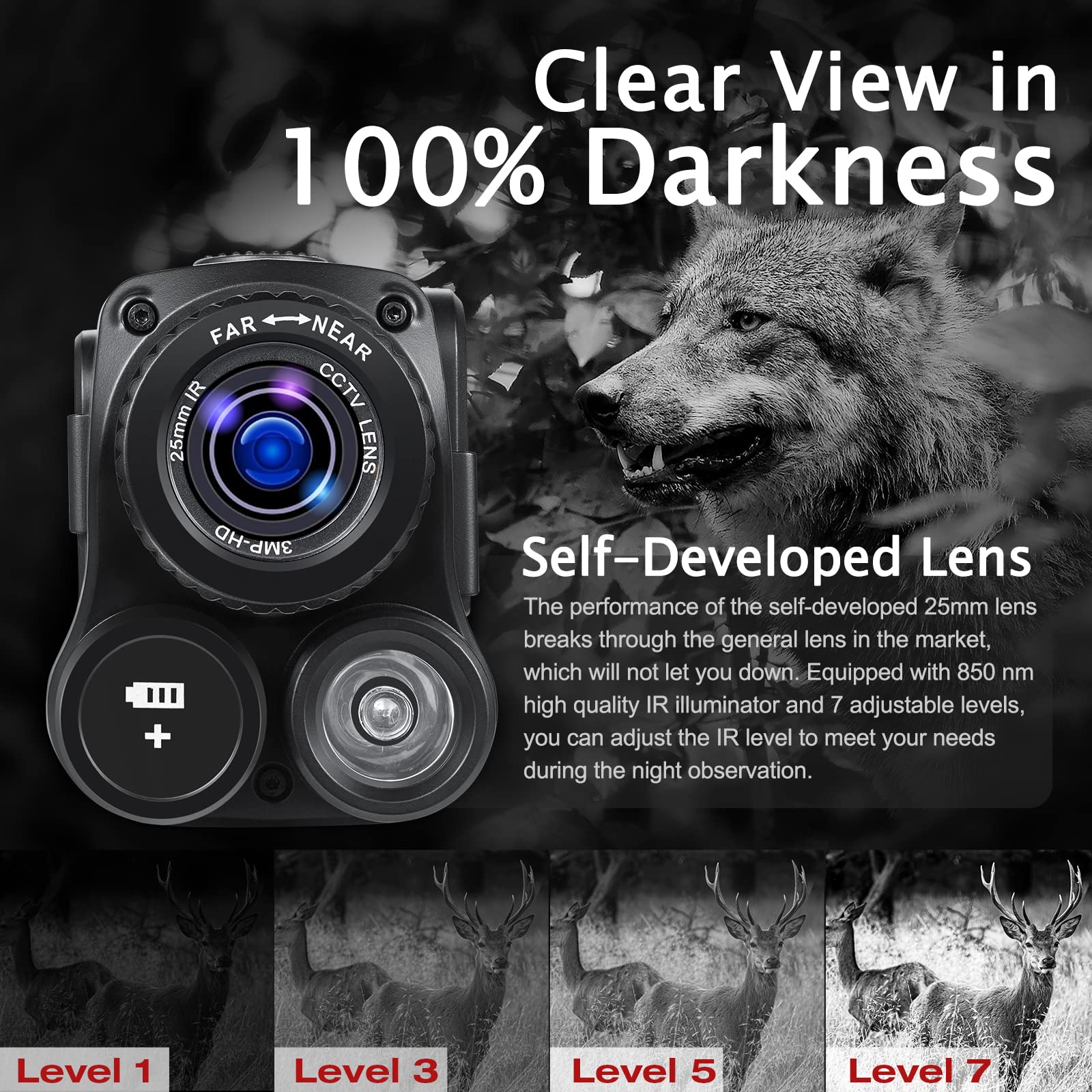 Geowfiitech Night Vision Monocular, 4K Infrared Digital Night Vision Goggles With 850Nm Ir, 40M Photo & 4K Video, 984Ft Range, 8