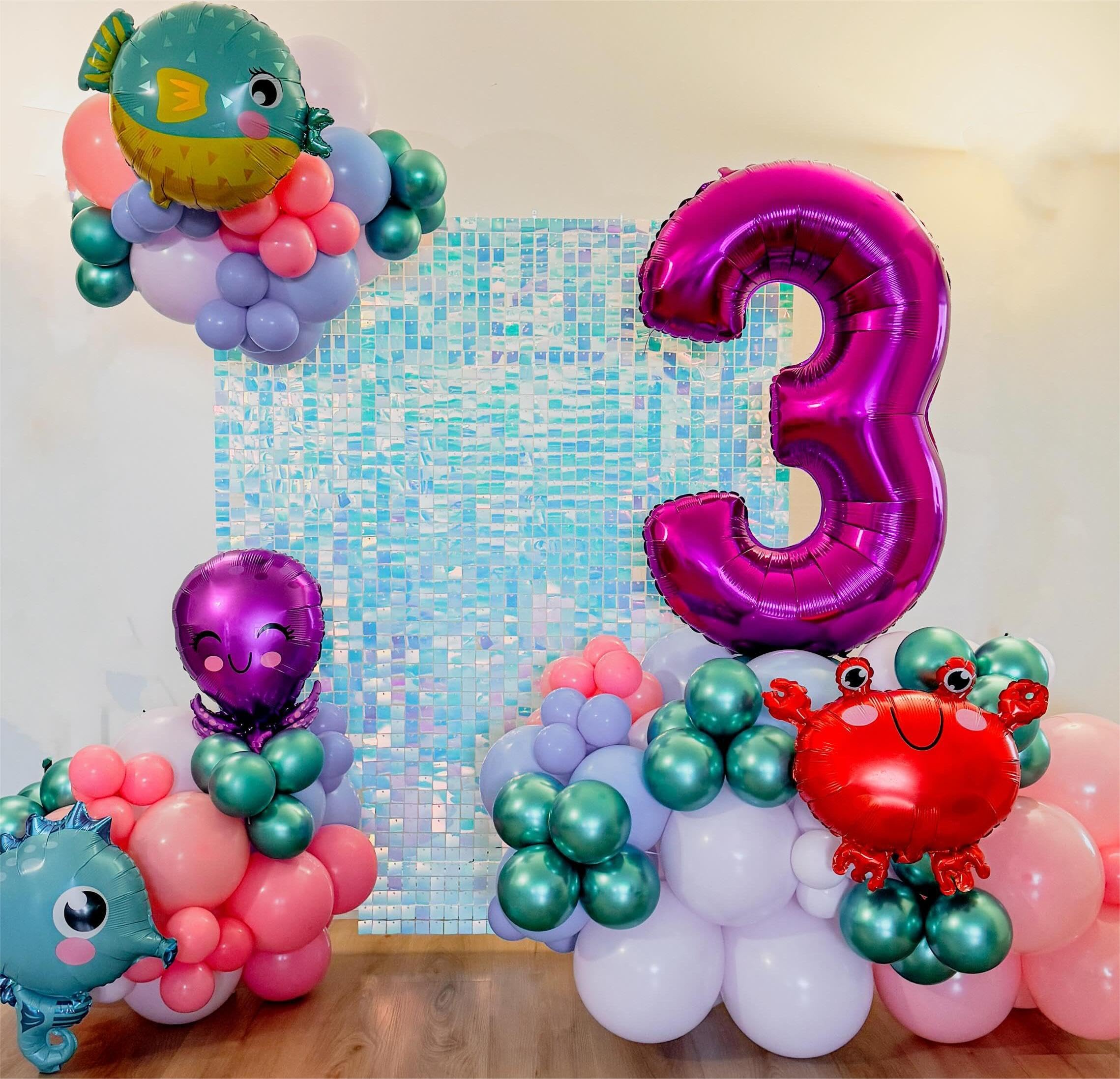 Shimmer Wall Backdrop Blue Wall Panels 12Pcs Square Sequin Shimmer Wall Backdrop Decoration For Birthday Party,Wedding, Annivers