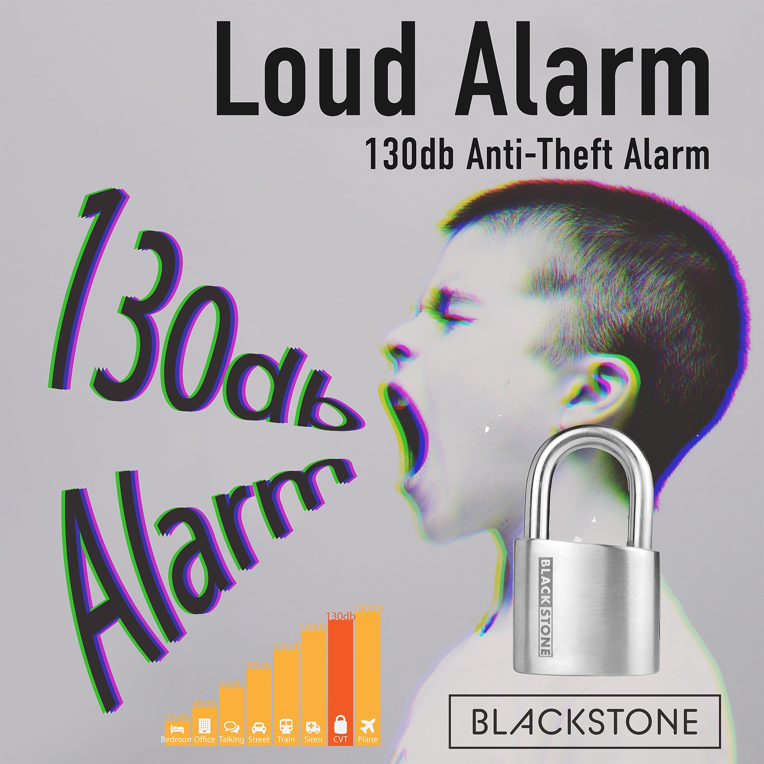 Crystal Vision Anti Theft Loud 130Db Alarm Lock Weather Proof Heavy Duty Multi Purpose (12Mm)