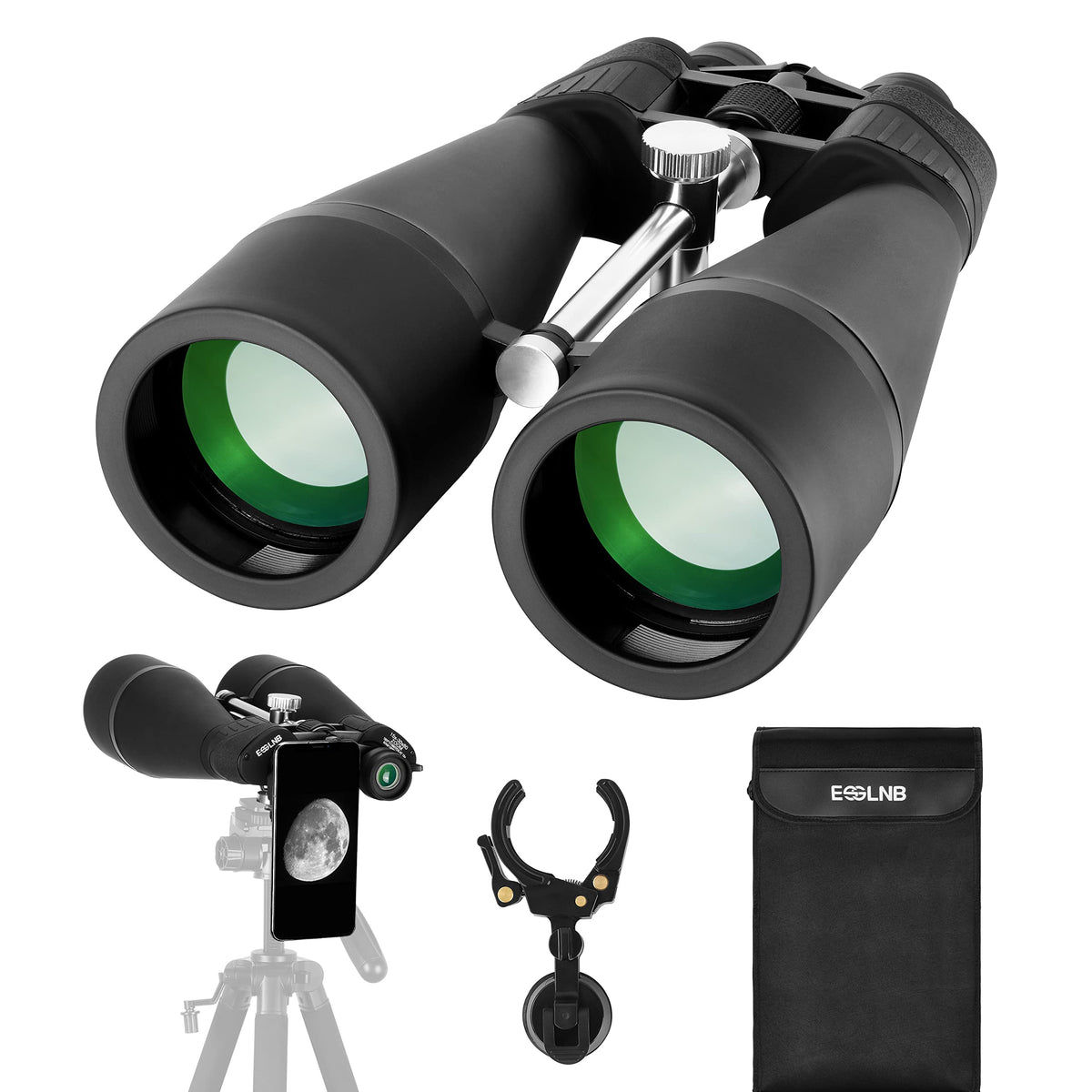 Esslnb 15 30X80 Zoom Astronomy Binoculars With Built In Tripod Mount Giant Binoculars With Phone Adapter And Case For Bird Watch