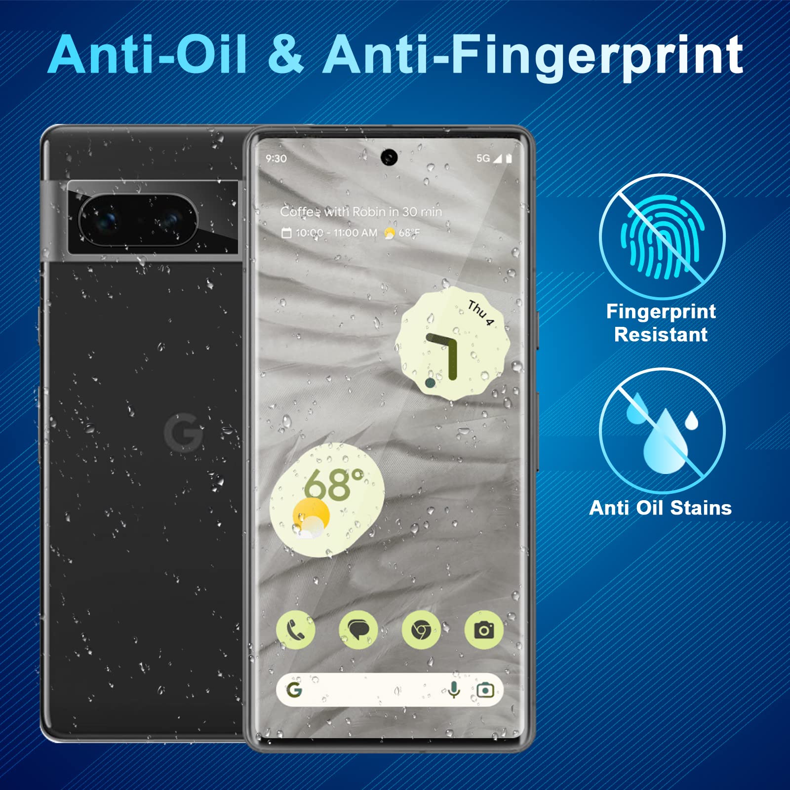 Cwqzguf [3+3 Pack] Pixel 7A Screen Protector + Camera Lens Protector, Fingerprint Unlock Support, Hd Tempered Glass, Touch Sensi