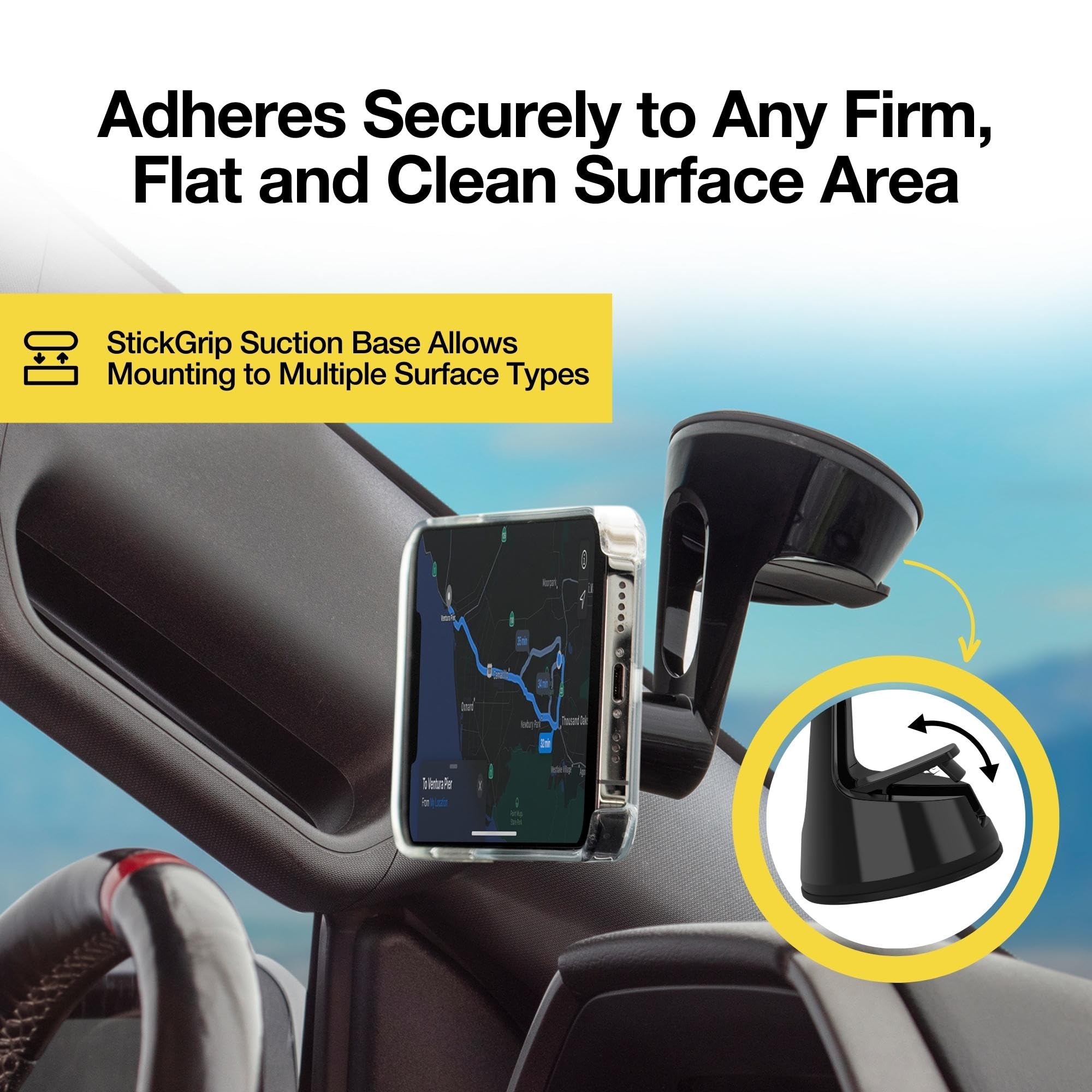 Scosche MP2WD XTSP MagicMount Pro2 Magnetic Car Phone Holder   Ultimate Magnetic Car Mount for Windshield or Dashboard with Suction Cup   Compatible with MagSafe, iPhones, Galaxy, Pixel & Smartphones