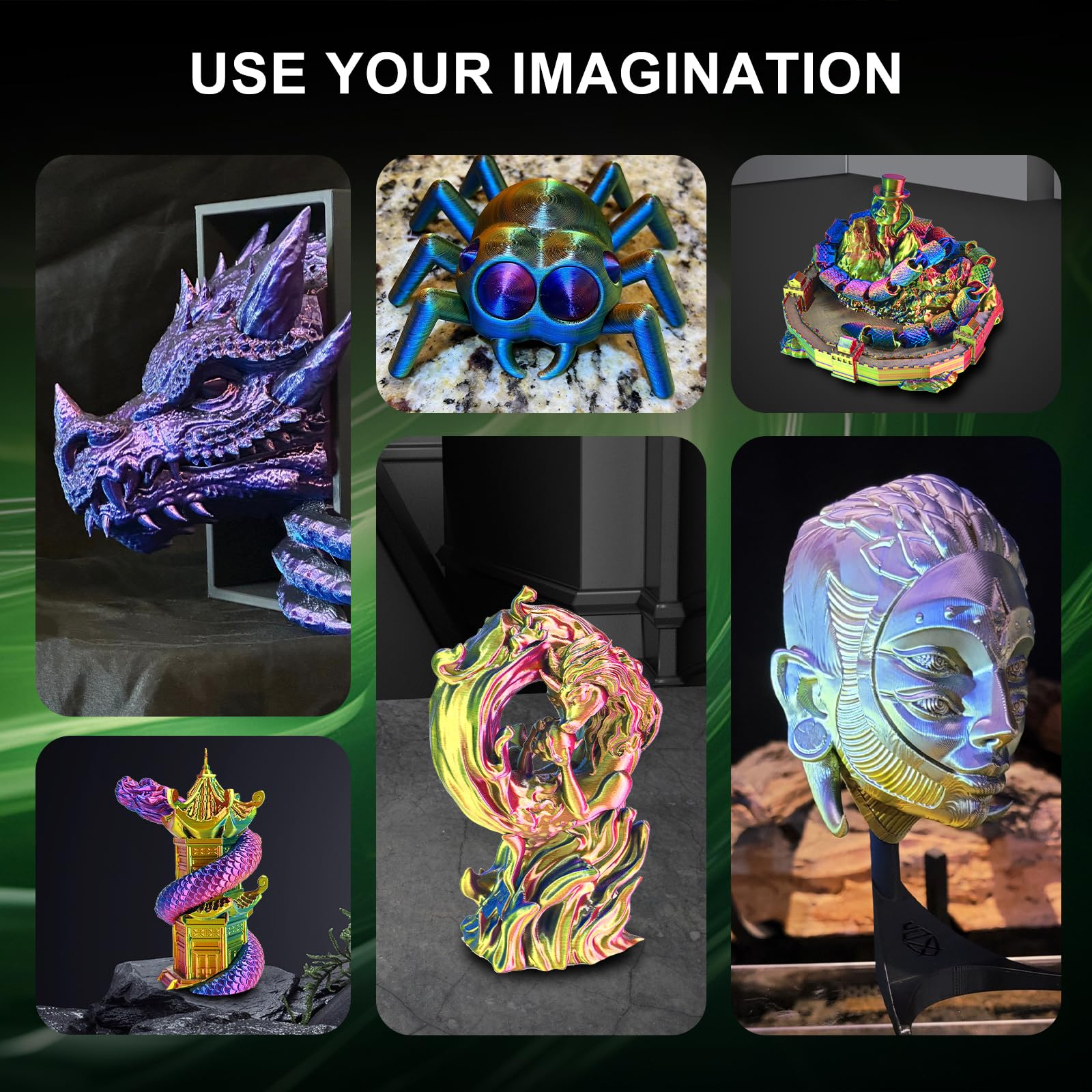 Eryone Silk Tri Color Coextrusion Pla Filament,3D Printer 1.75Mm,+/ 0.03Mm, Triple Color Filament 1Kg(2.2Lbs), Silk Red,Yellow A