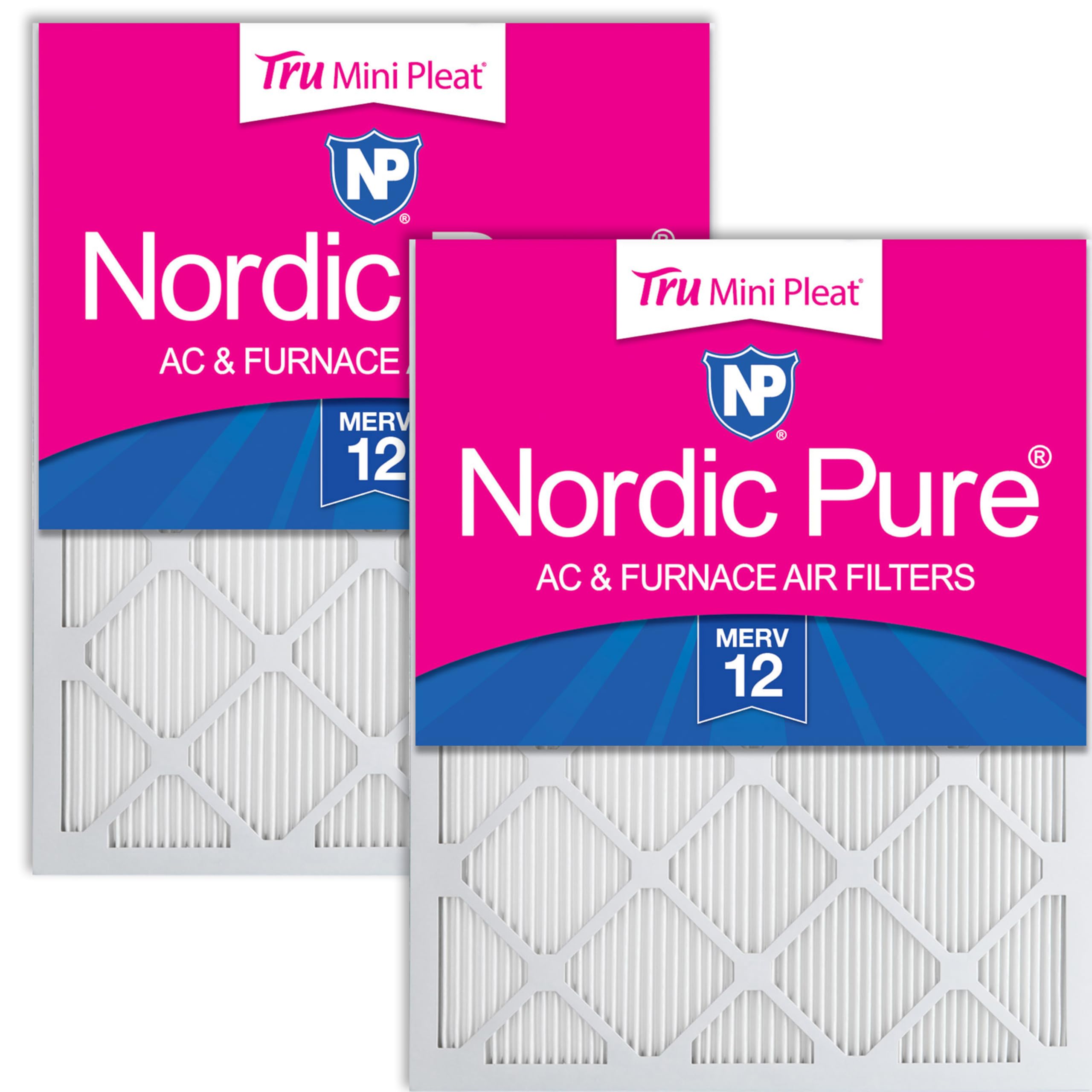 Nordic Pure 12x12x1 (Actual Size: 11 3/4 x 11 3/4 x 3/4) Tru Mini Pleat MERV 12 AC Furnace Air Filters - 2.5X More Media for Lon