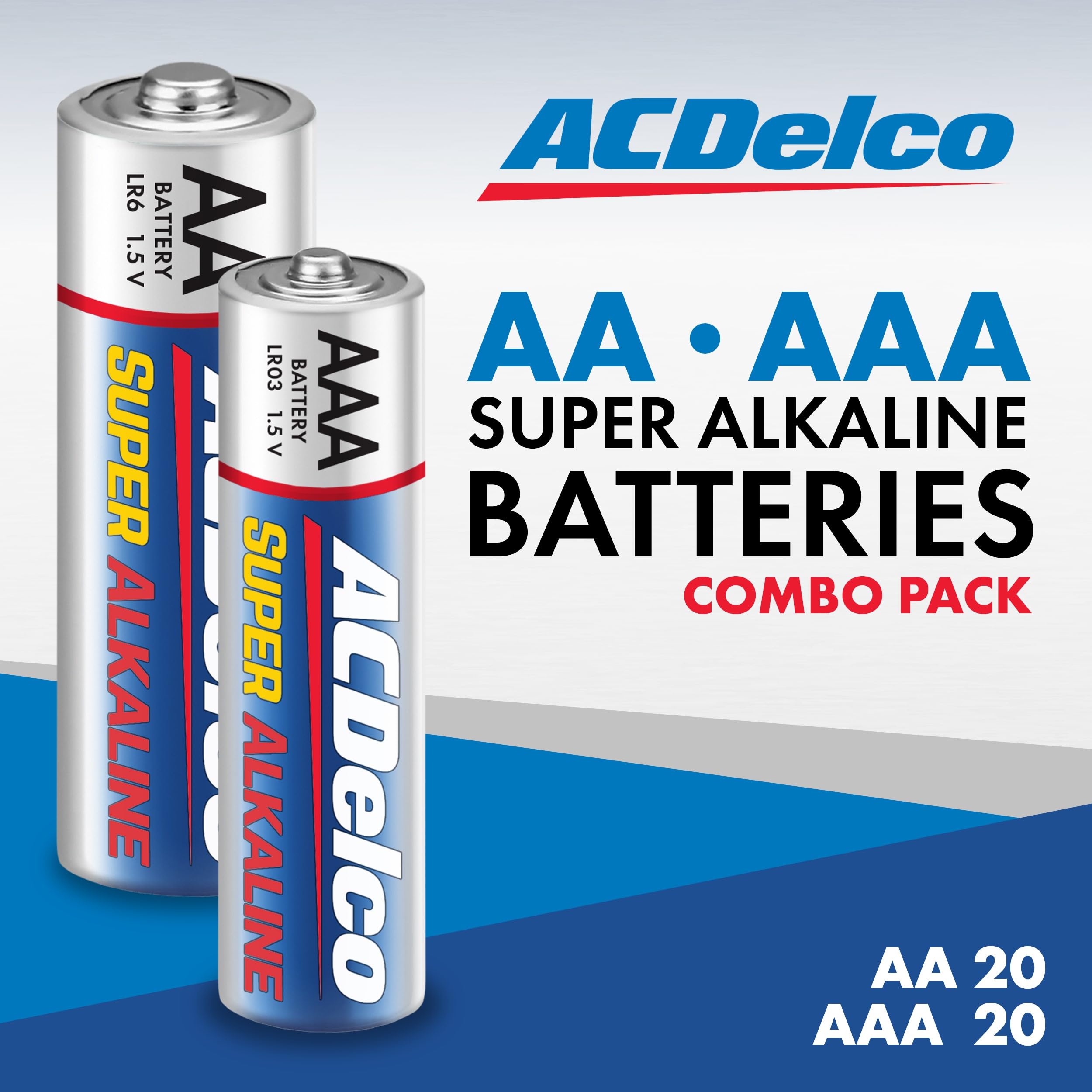 Acdelco Double Aa And Triple Aaa 40 Count Combo Pack Super Alkaline Batteries, 20 Count Each, 10 Year Shelf Life