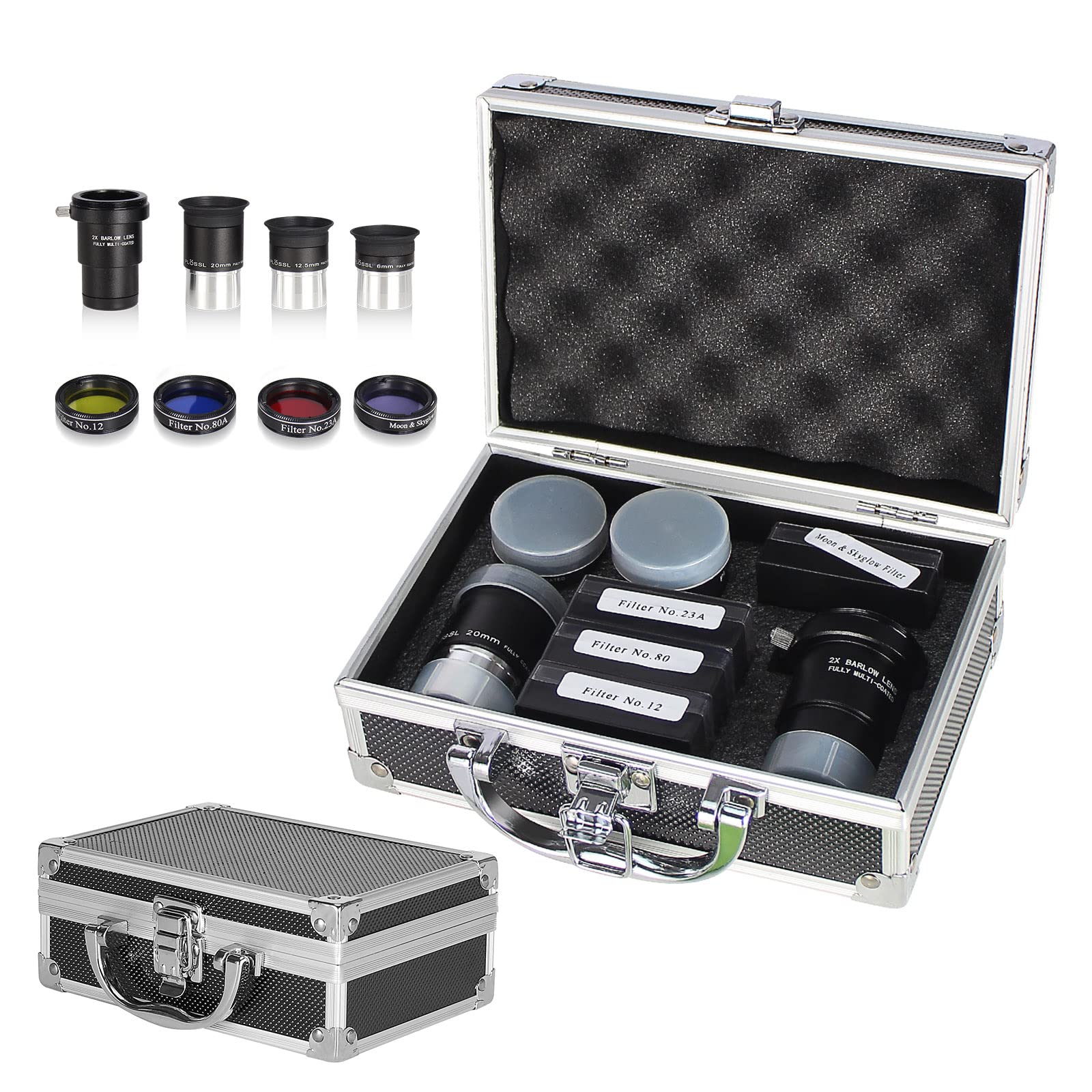 Celticbird Astronomical Telescope Accessory Kit   With 3Pcs Plossl Eyepieces Set, 4Pcs Filter Set, A 2X Barlow Lens