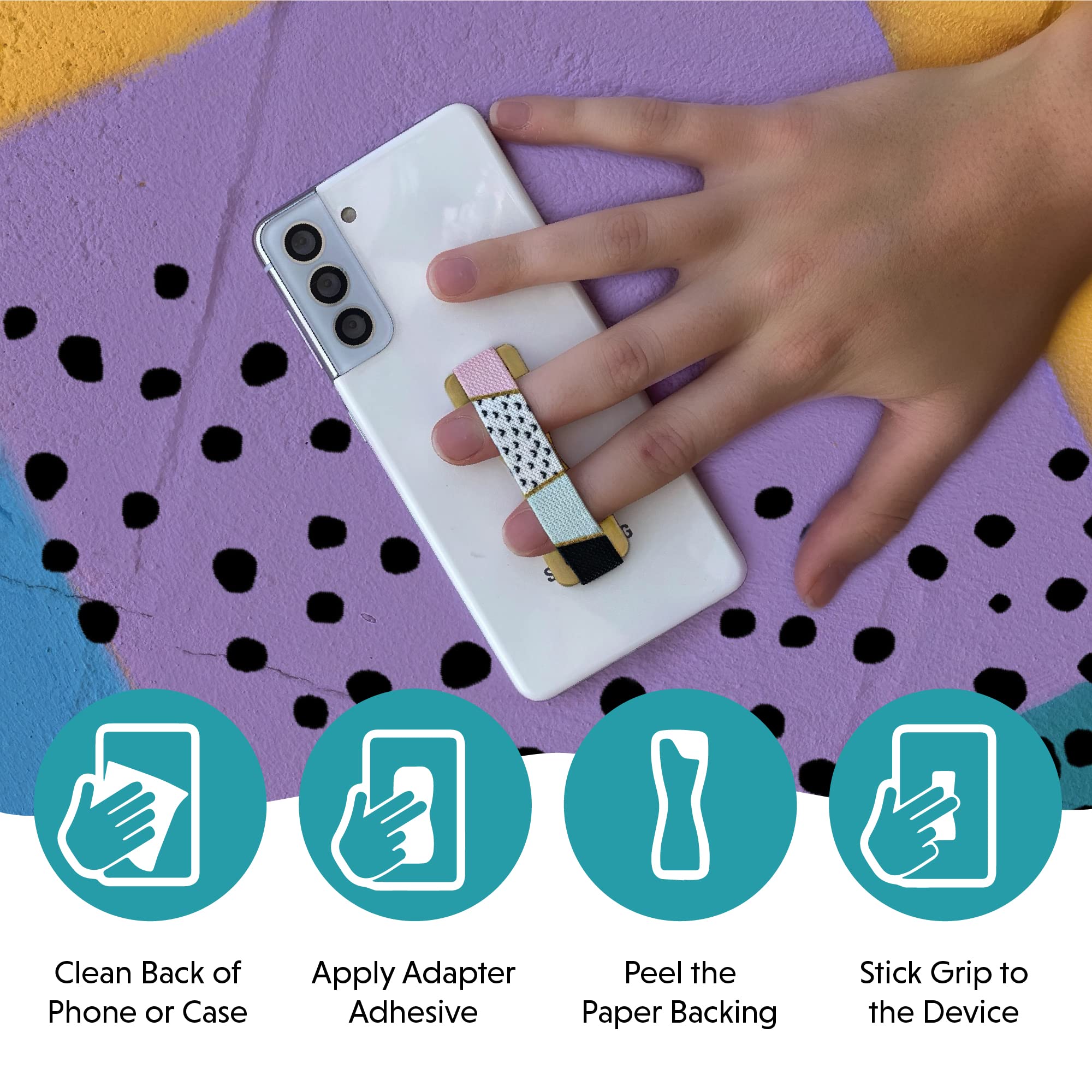 Lovehandle Universal Phone Grip For Smartphones & Mini Tablets   Phone Holder For Hand   Wireless Charging Compatible   Made In The Usa   Black Elastic Strap With Rose Base