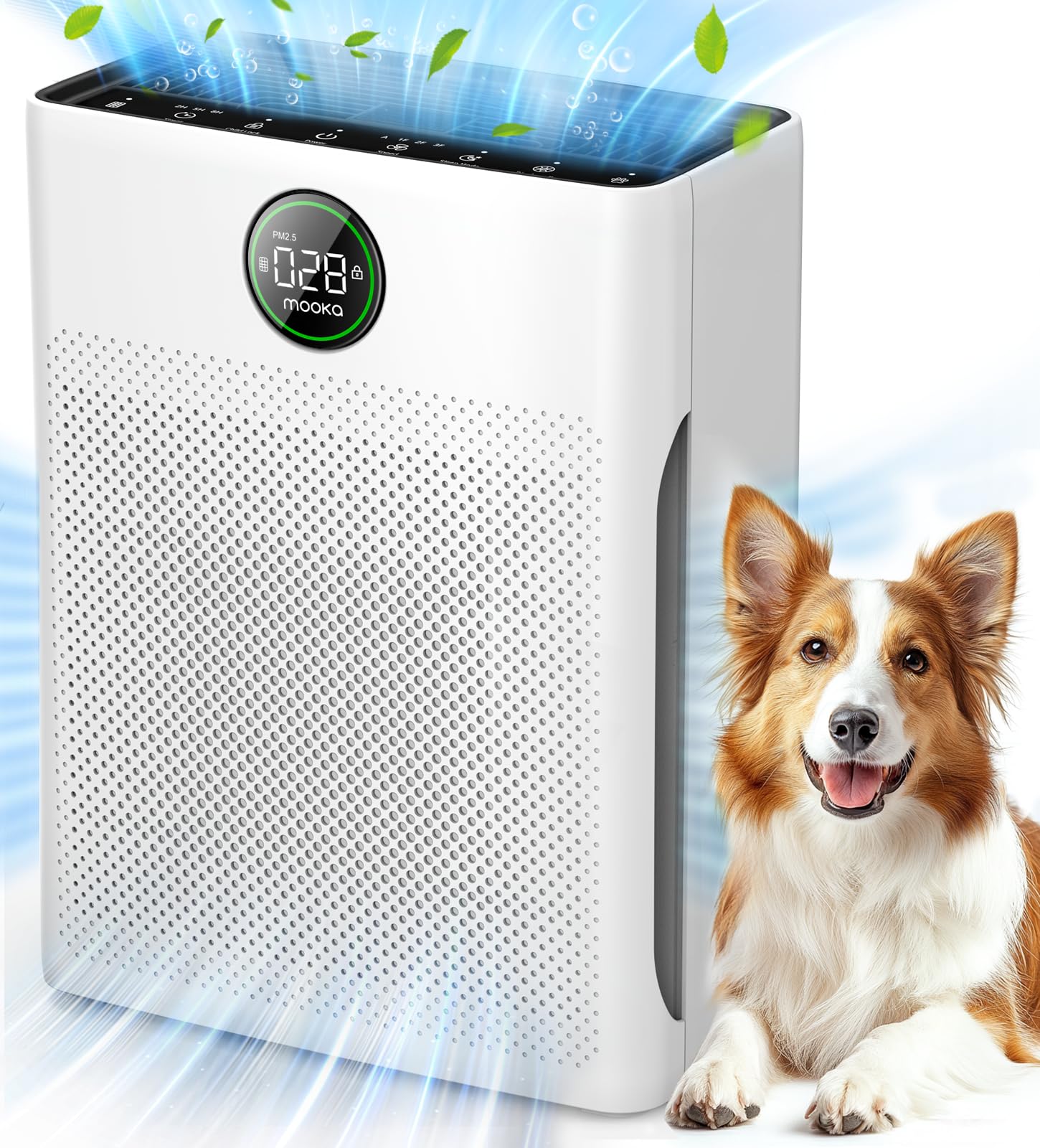 Air Purifiers For Home Large Room Up To 2200Sq.Ft, Mooka Air Purifier For Home Pets With Washable Filter, Pm 2.5 Display Air Qua