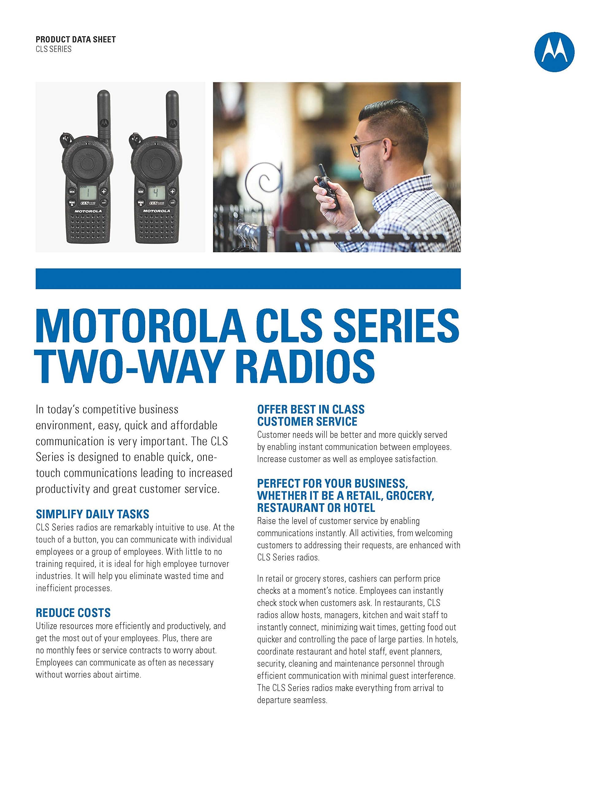 6 Pack Of Motorola Cls1110 Walkie Talkie Radios With Headsets & 6 Bank Charger