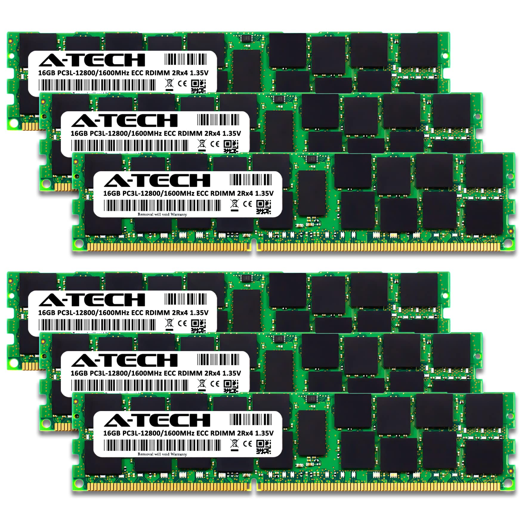 A Tech 96Gb Kit (6X16Gb) Ddr3/Ddr3L 1600Mhz Pc3L 12800R Ecc Rdimm 2Rx4 Dual Rank 1.35V Ecc Registered Dimm 240 Pin Server Ram Me