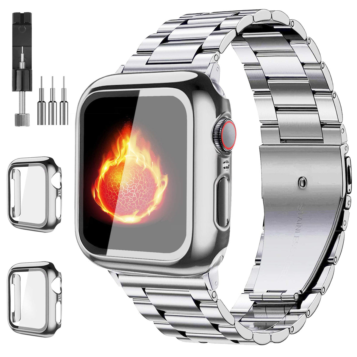 Bekomo Compatible With Apple Watch Band 44Mm 45Mm 42Mm 40Mm 38Mm 41Mm, Stainless Steel Metal Xl Large Iwatch Bands With 2 Pack T