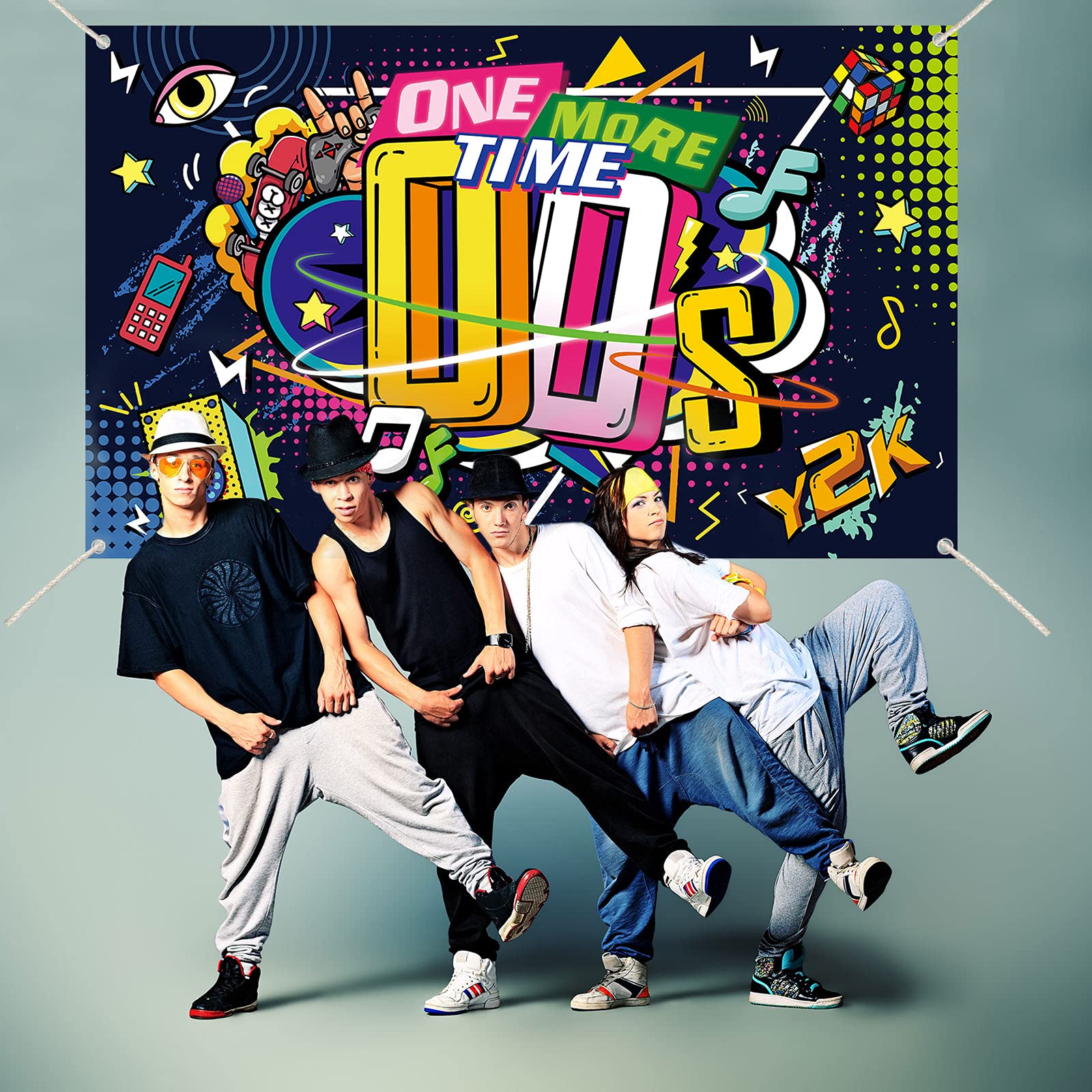 Early 2000S Theme Backdrop Hip Hop Graffiti Back To 00'S Party Banner Background 71X43.3 Inch Fabric Wall Table Decorations Phot