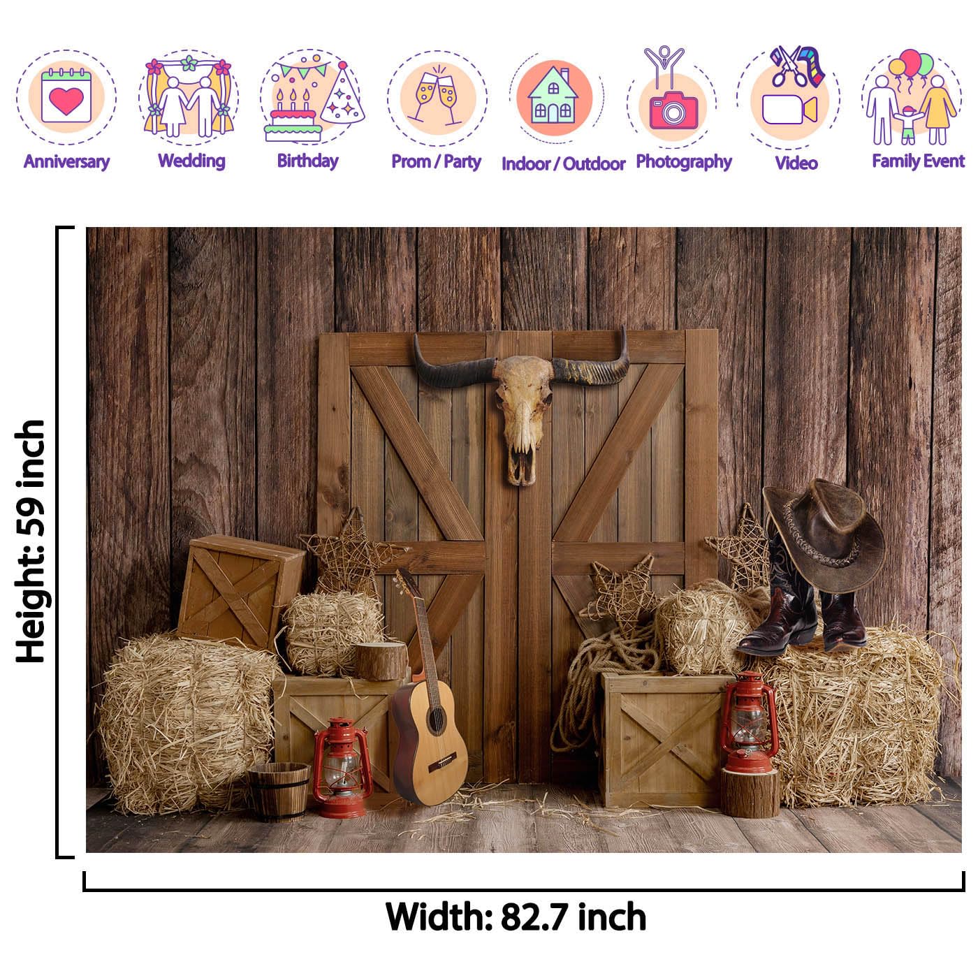 Western Cowboy Backdrop Wild West Photo Background Portrait Photography Props Cowgirl Theme Birthday Party Decorations, Ladvis 8