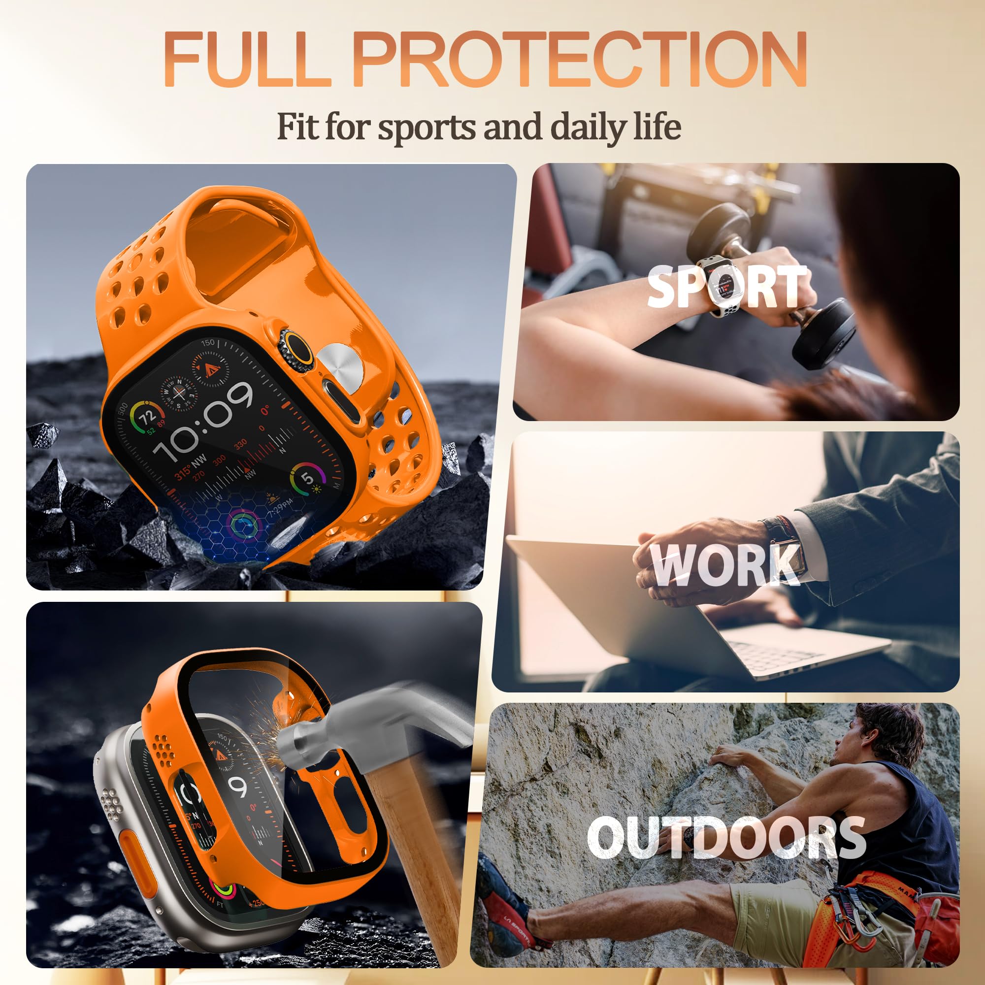 Tsogia Bumper Case For Apple Watch Ultra With Built-In Screen Protector, [2 Pack] Hard Pc Case Compatible With 49Mm Apple Watch,