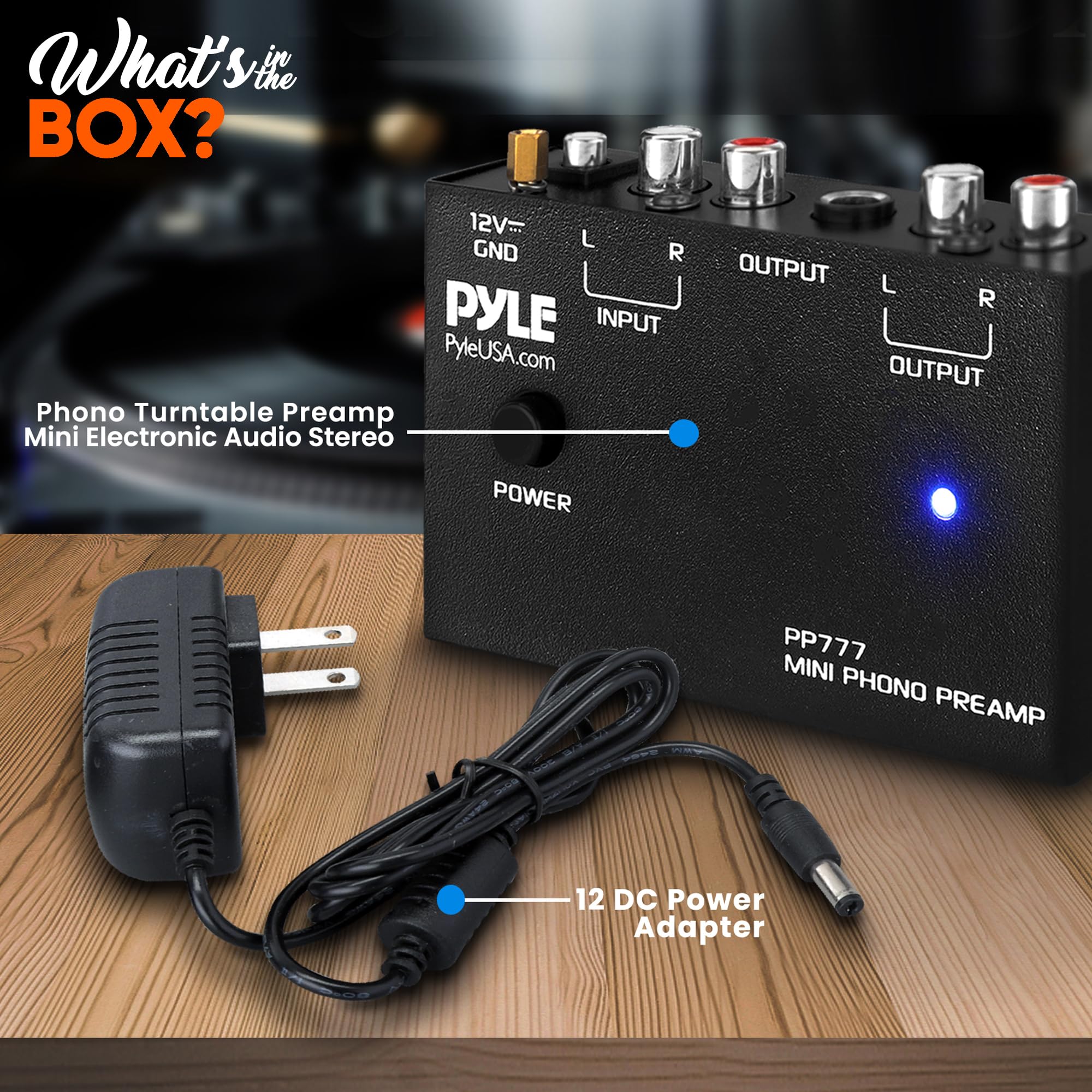 Pyle Mini Phono Turntable Preamp - Stereo Preamplifier With Rca Input/Output - Low Noise - Powered By 12V Dc Adapter - Ideal For