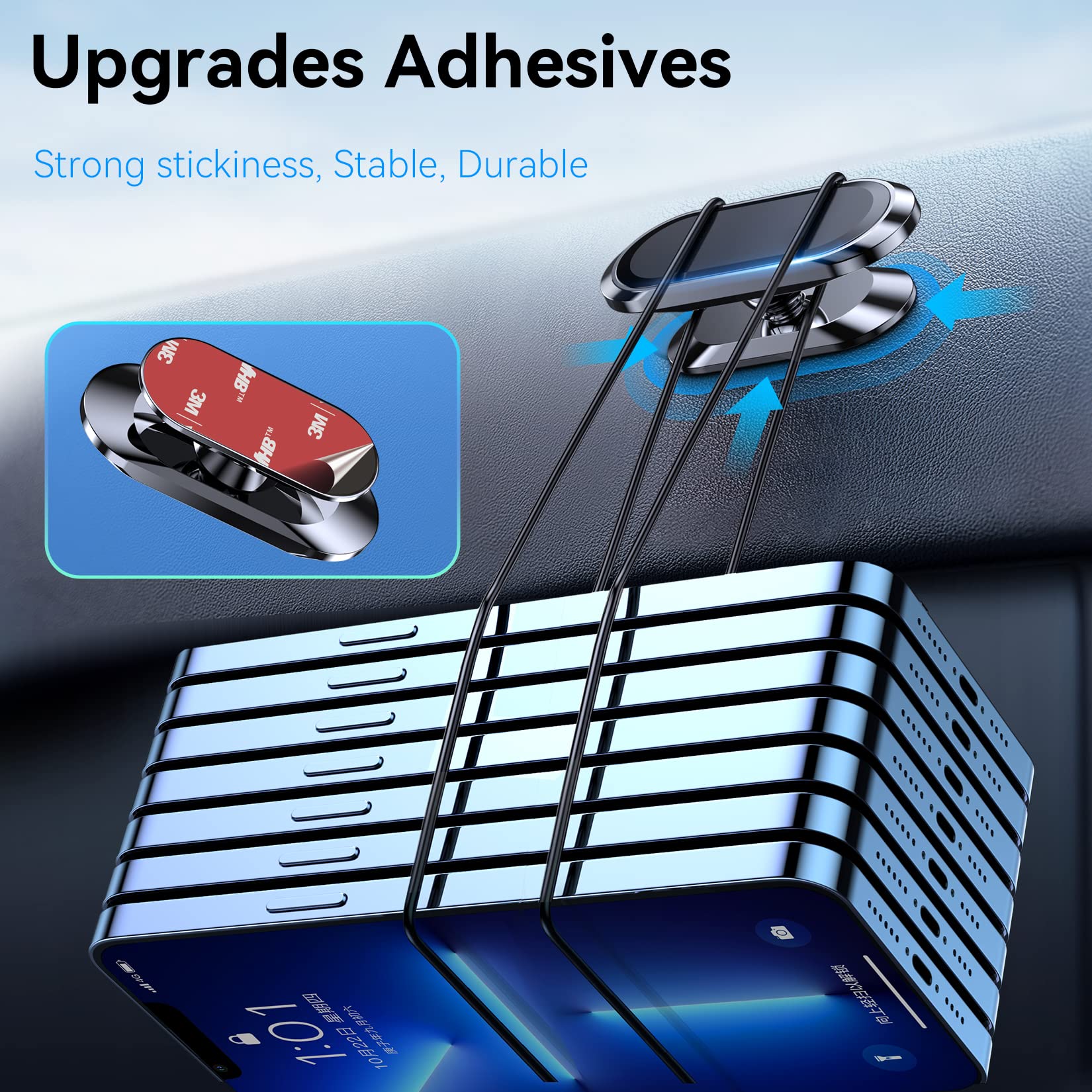 ?2-Pack?Magnetic Phone Holder For Car, [ Super Strong Magnet ] [ With 4 Metal Plate ] Iphone Magnetic Car Mount For Cell Phone,