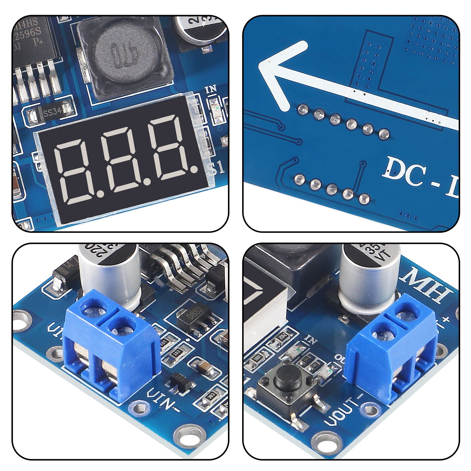 Alinan 4Pcs Lm2596 Buck Converter Step Down Adjustable Module Dc Dc High Efficiency Voltage Regulator 3A Dc Dc 3 40V To 1.5 35V