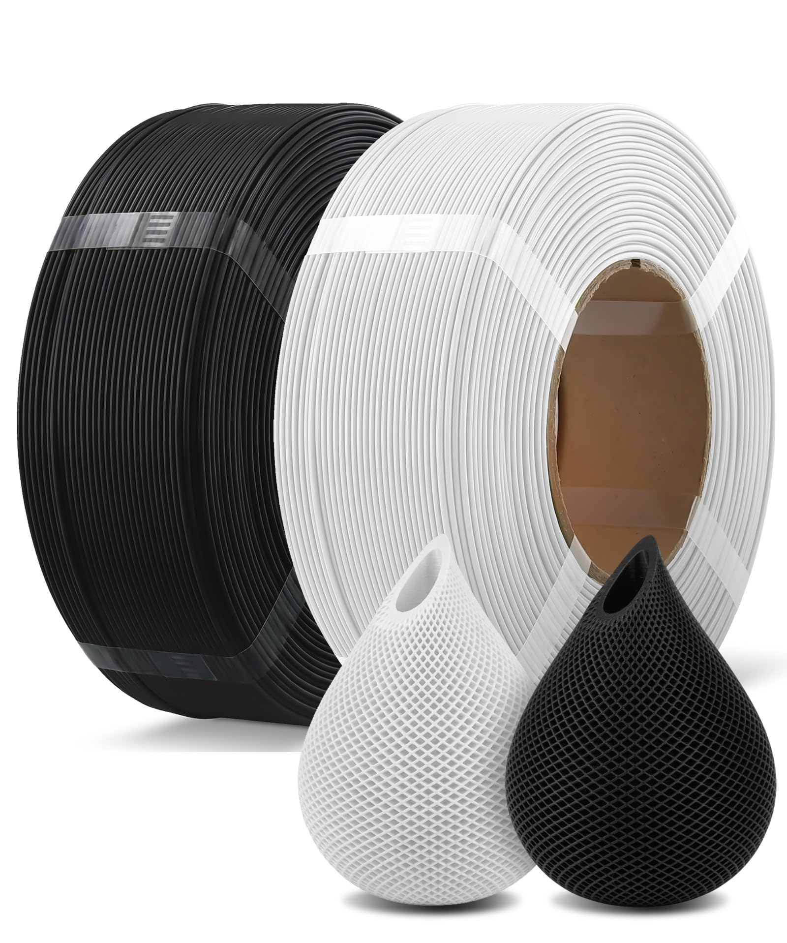 OVERTURE 2KG Bundle PLA Filament Refill 1.75mm 3D Printer Filament, 2 Pack 1kg (2.2lb) Refilament for Bambu Lab Reusable Spool, 