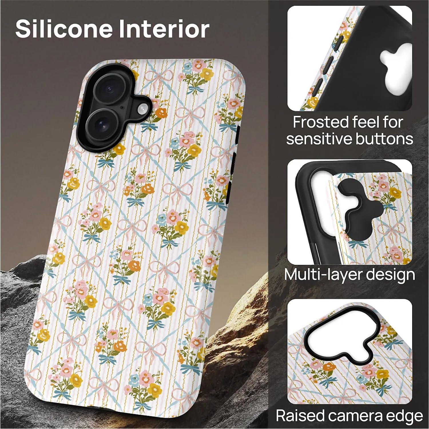 Ilikediy For Iphone 16 Plus Case [Compatible With Magsafe] Pattern Design Case For Women Girls Hybrid 2 Layer Hard Shell Silicon