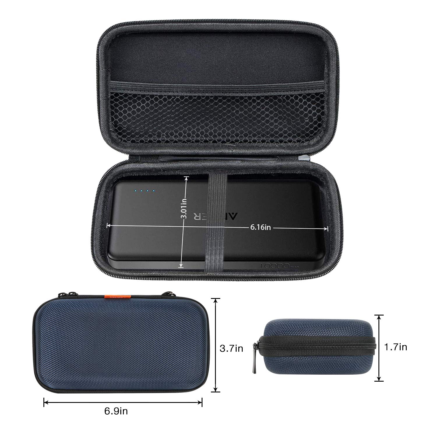 Hard Eva Protective Case - Glcon Portable Storage Case For Charging Cable, Power Bank, Hard Drive, Cell Phone, External Battery