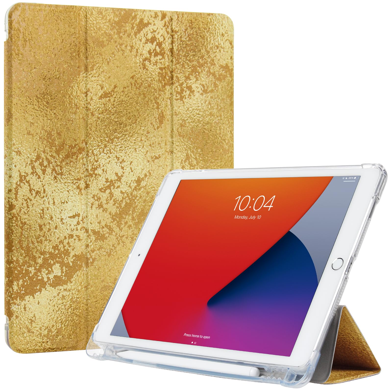 Protutab Case Compatible With Ipad 9Th Generation With Pencil Holder, Auto Wake&Sleep Slim Trifold Stand Case Compatible With Ip