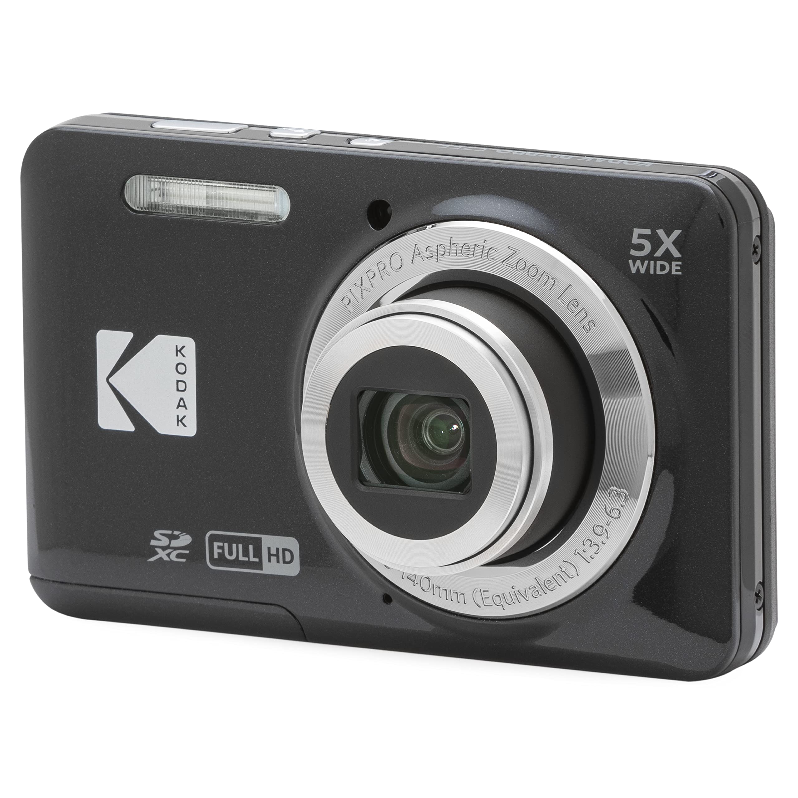 KODAK PIXPRO FZ55-BK 16MP CMOS Sensor Digital Camera 5X Optical Zoom 28mm Wide Angle 1080P Full HD Video 2.7 LCD Vlogging Camera