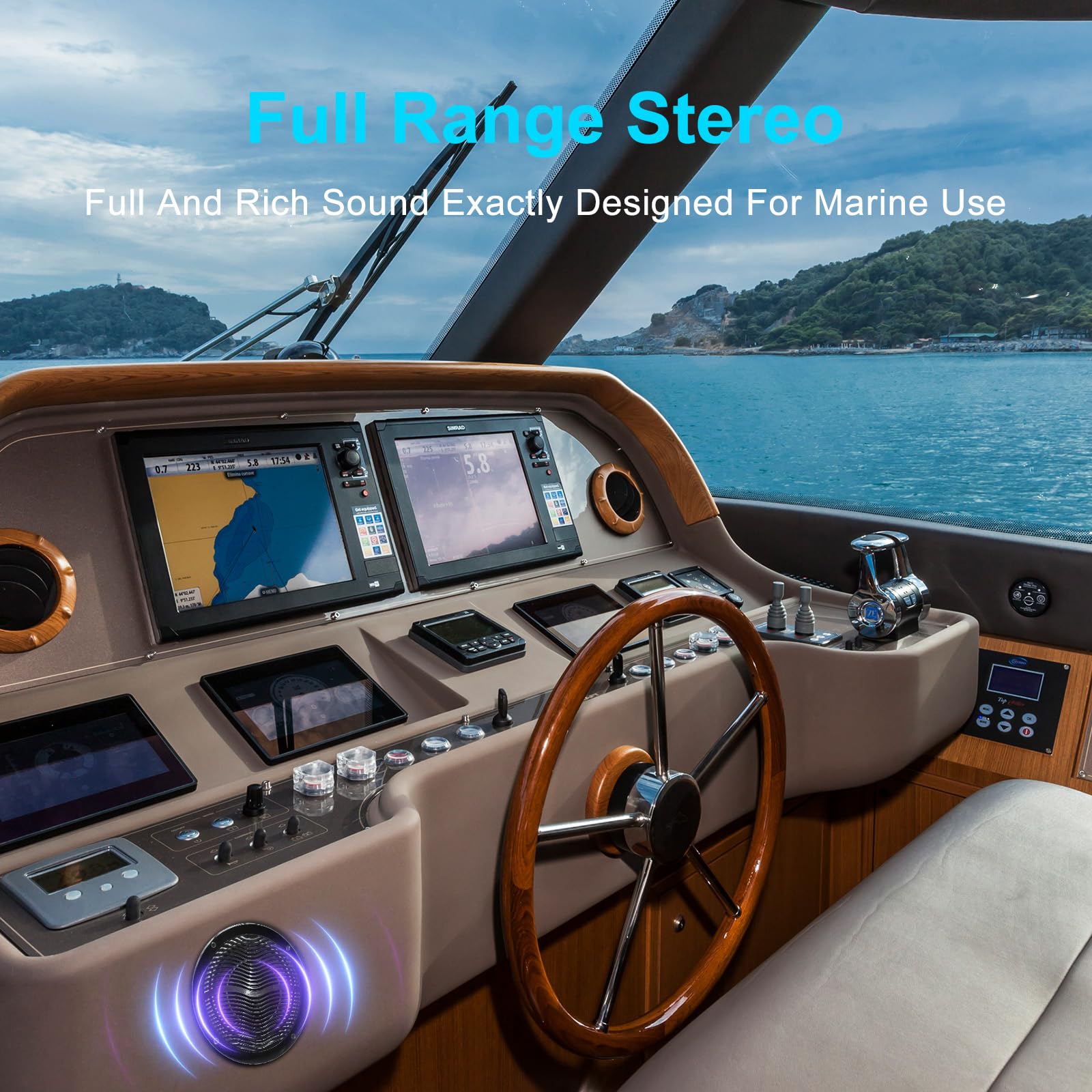 Studiofinix Marine Speakers Waterproof 6.5 2 Way 240 Watts Flush Mount Stereo Audio Perfect For Boat Atv Utv Golf Cart Rv Bathro