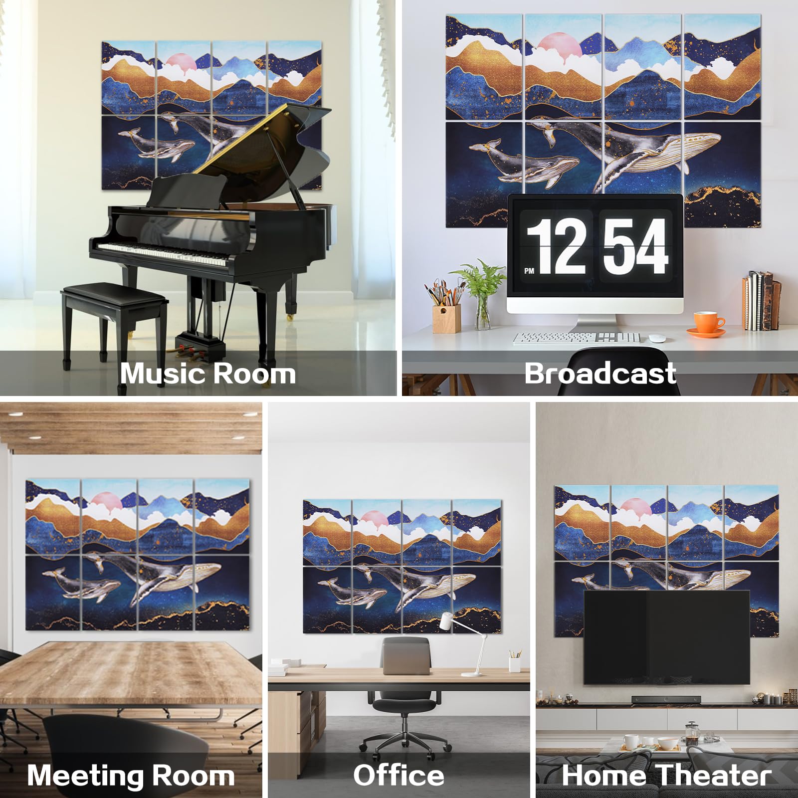 Tutmyrea Art Acoustic Panels, Sound Proofing Padding, 8 Pack Acoustical Soundproof Wall Panels, 48'' X 32'' Self Adhesive Decora