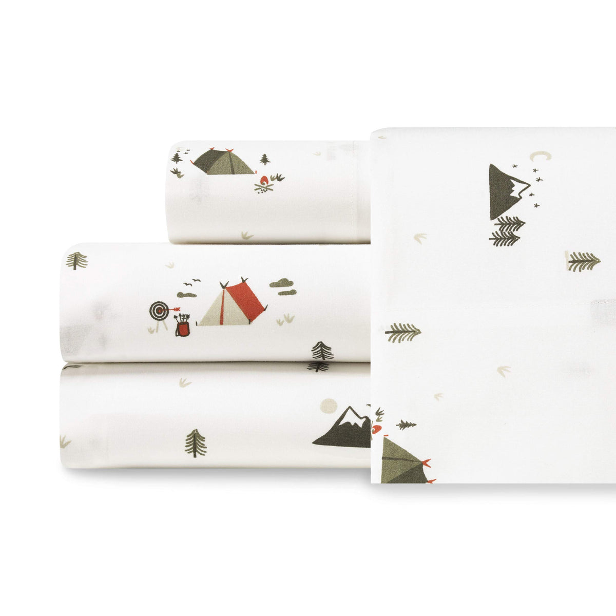 Eddie Bauer   Twin Sheets, Cotton Percale Bedding Set, Crisp  Cool Home Decor (Cascade Camping, Twin)