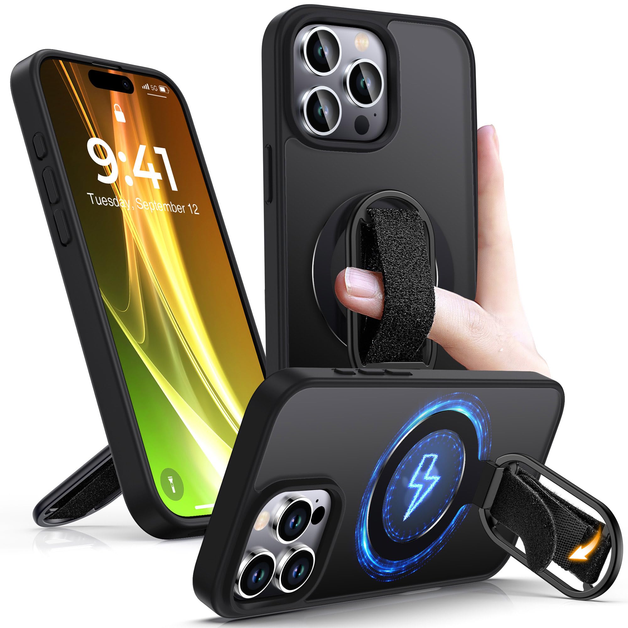 Shields Up for iPhone 15 Pro Max Case with Stand, 15 Pro Max Phone Case with Ring Holder & Phone Grip [Compatible with MagSafe] 