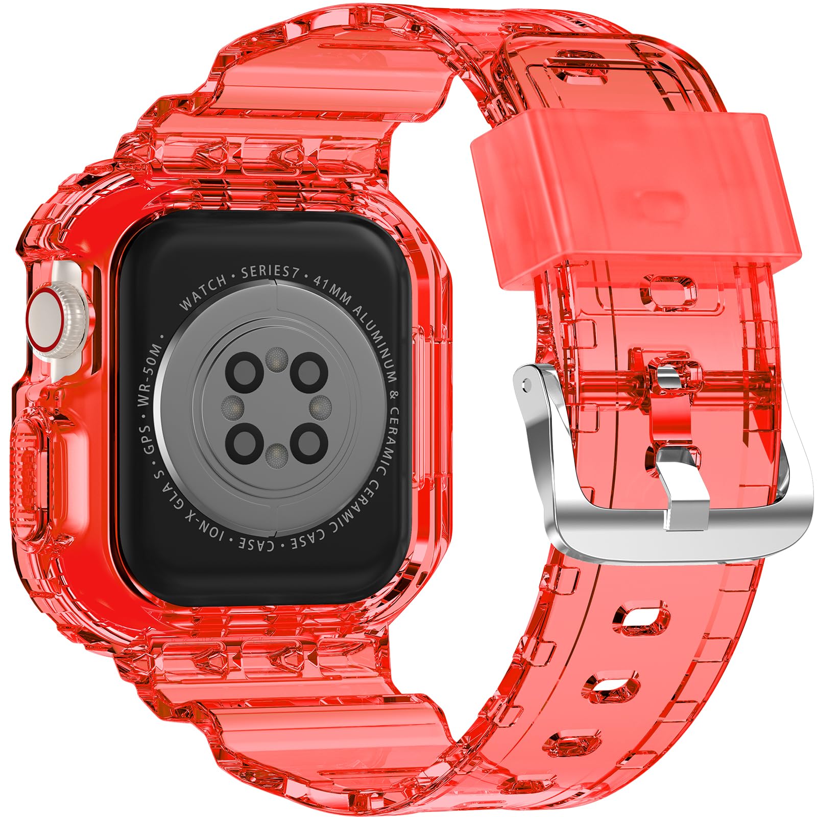 Xyf Compatible For Crystal Clear Apple Watch Bands, 45Mm 44Mm 42Mm Bumper Case For Men Women Jelly Sport Case Band For Iwatch Ul