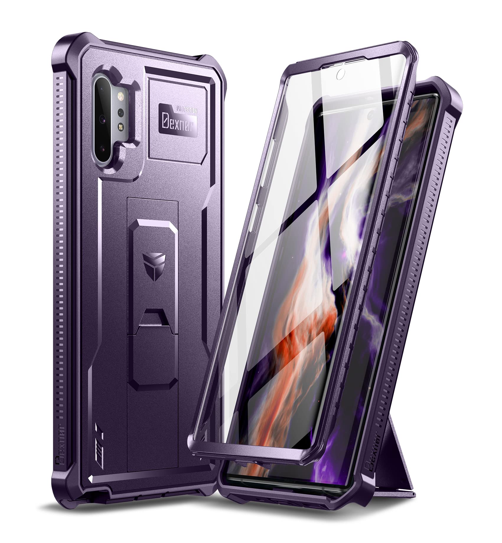 Dexnor For Samsung Galaxy Note 10+ Plus Case, [Built In Screen Protector And Kickstand] Heavy Military Grade Protection Shockpro