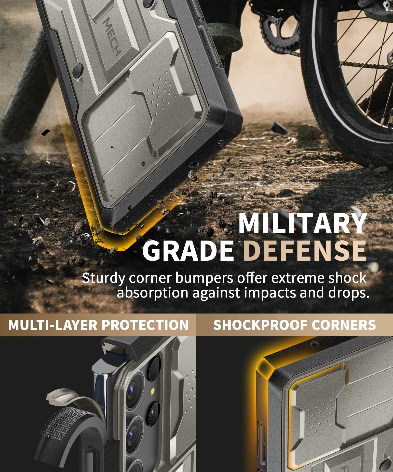 Tongate For Samsung Galaxy S23 Ultra Case, [Bulit In Slide Camera Cover & Screen Protector] [2 Front Frame] Military Shockproof