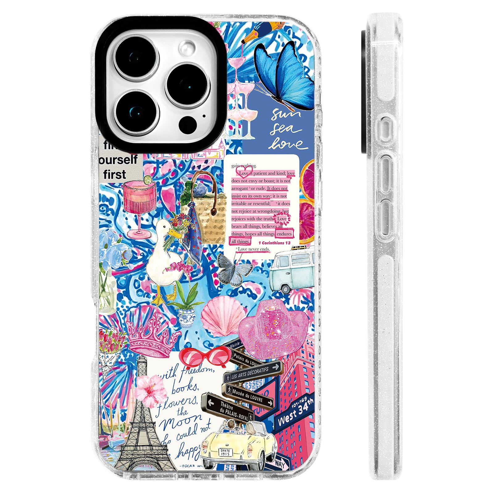 ChiCs-Flaura for iPhone 15 Pro Max Case [Military-Grade Drop Protection/Vibrant Soft TPU Protective/Camera Protection/for Women 