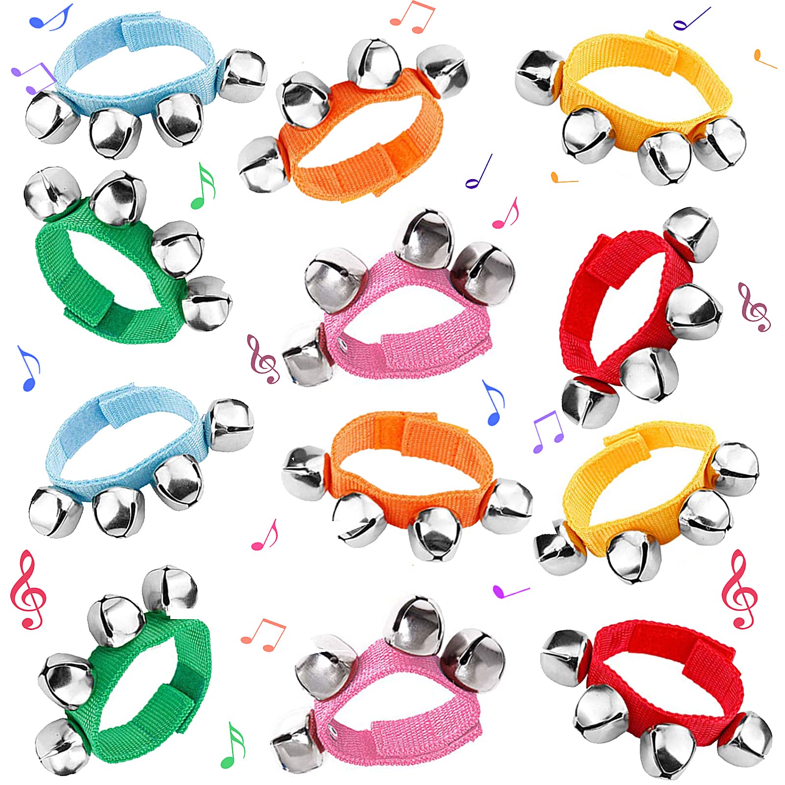 Poplay Band Wrist Bells,12 Pcs Hand Bells Ankle Bells Jingle Bells Musical Instrument Percussion Birthday Gifts Christmas Party