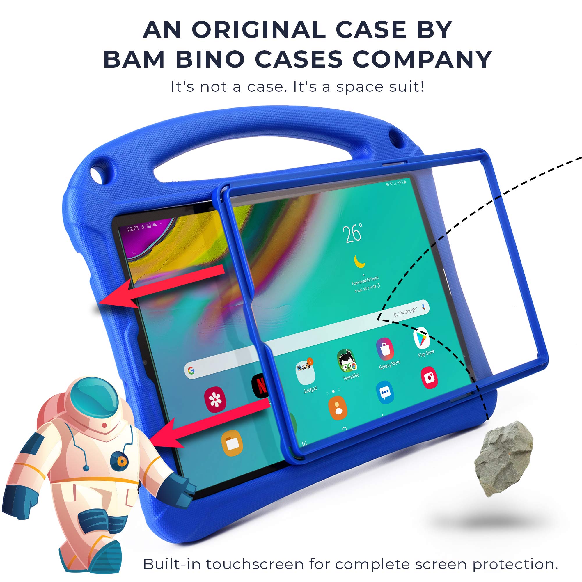 Bam Bino Space Suit [Rugged Kids Case] For Samsung Galaxy Tab S5E 10.5 | Designed In Australia, For Children | Stylus Holder, Sc