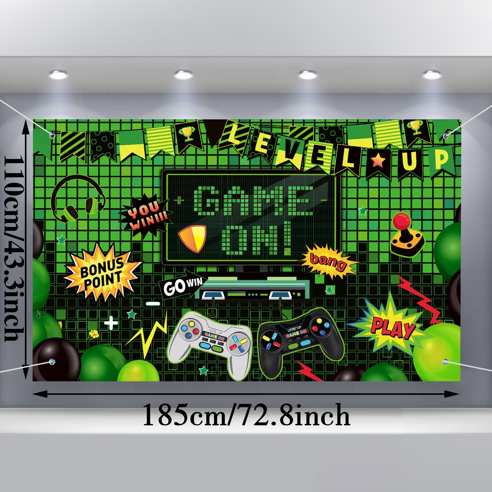 Blulu Video Game Party Decoration Video Gaming Photo Door Backdrop Game On Boys Birthday Photo Banner Gamer Room Decor For Game