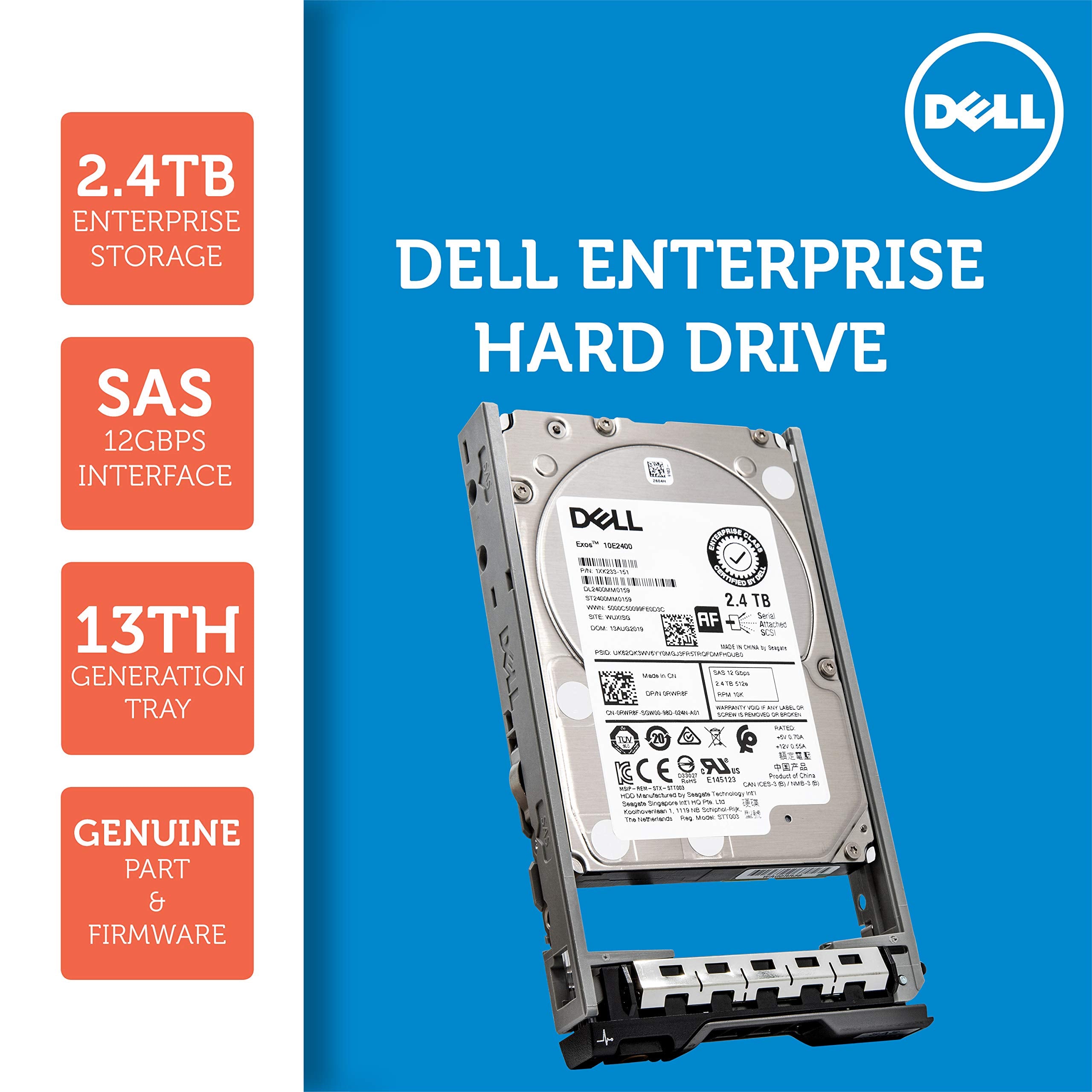Dell 400 AUQX 2.4TB 10K SAS 2.5 Inch PowerEdge Enterprise Hard Drive in 13G Tray Bundle with Compatily Screwdriver Compatible with 400 AVBX W9MNK R720 R730 R630