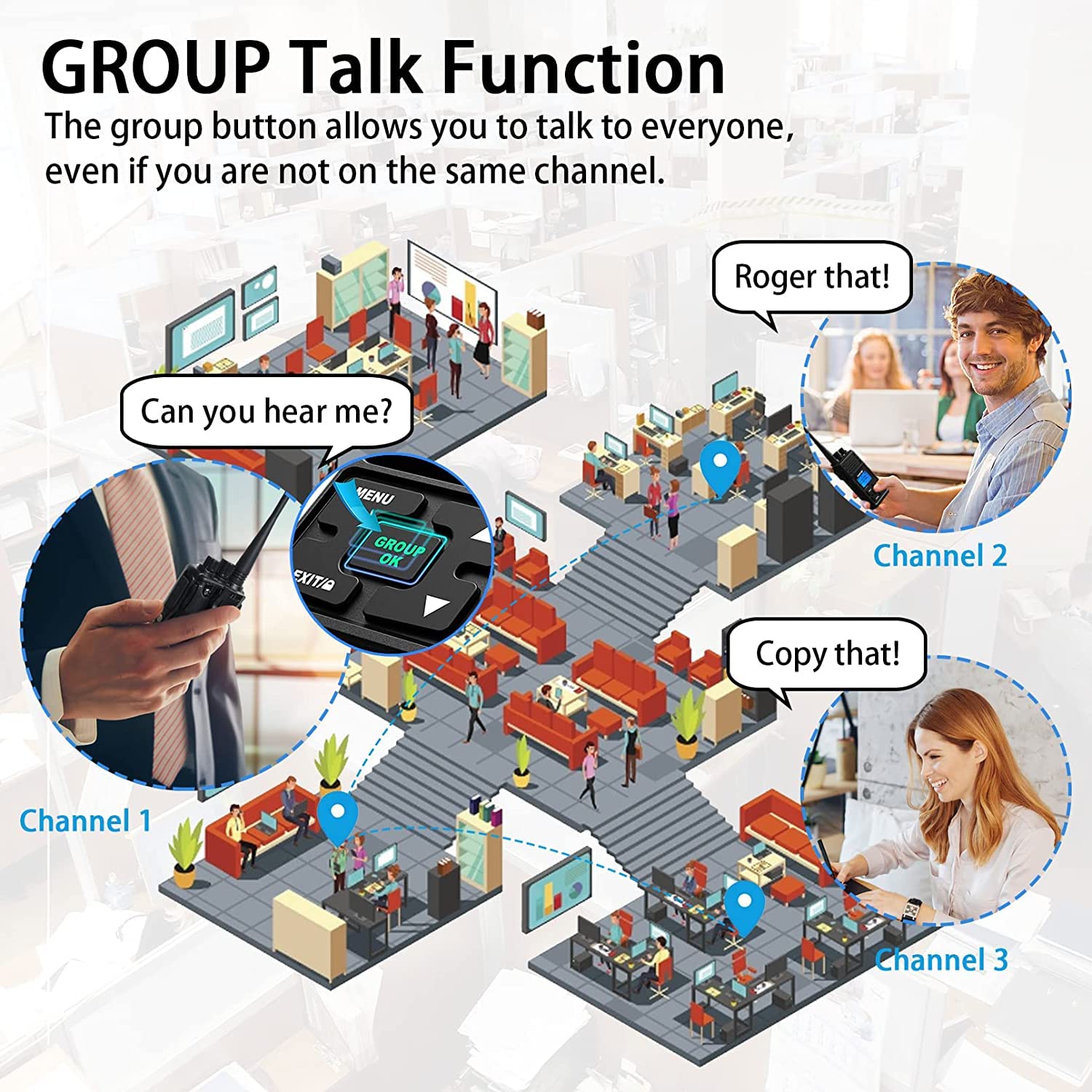 Samcom Gmrs Walkie Talkies Long Range, Type C Rechargeable Two Way Radio With Earpiece For Adults, 2 Way Radios Handheld Two Way Radios With Usb Base Charger For Camping (4 Pack, Black)