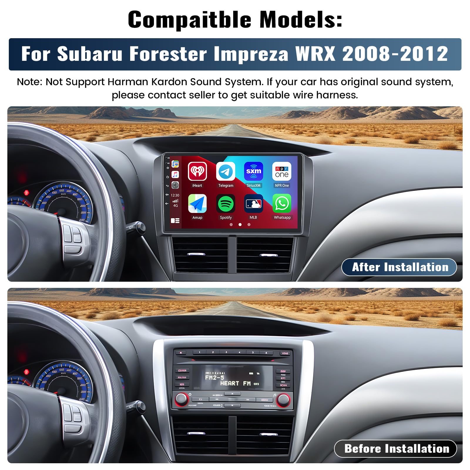 Unitopsci Android Car Stereo For Subaru Forester Impreza Wrx 2008 2012 Carplay Android Auto Bluetooth Car Radio 9 Inch Hd Touchs