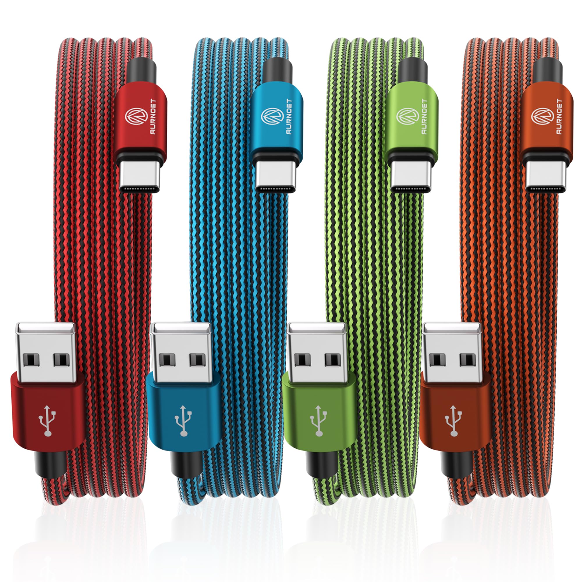 Aurnoet Type C Charger 10Ft 4 Pack Type C Charger Fast Charging Nylon Braided Usb C Cable For Samsung Galaxy S21 S20 S10 Plus No