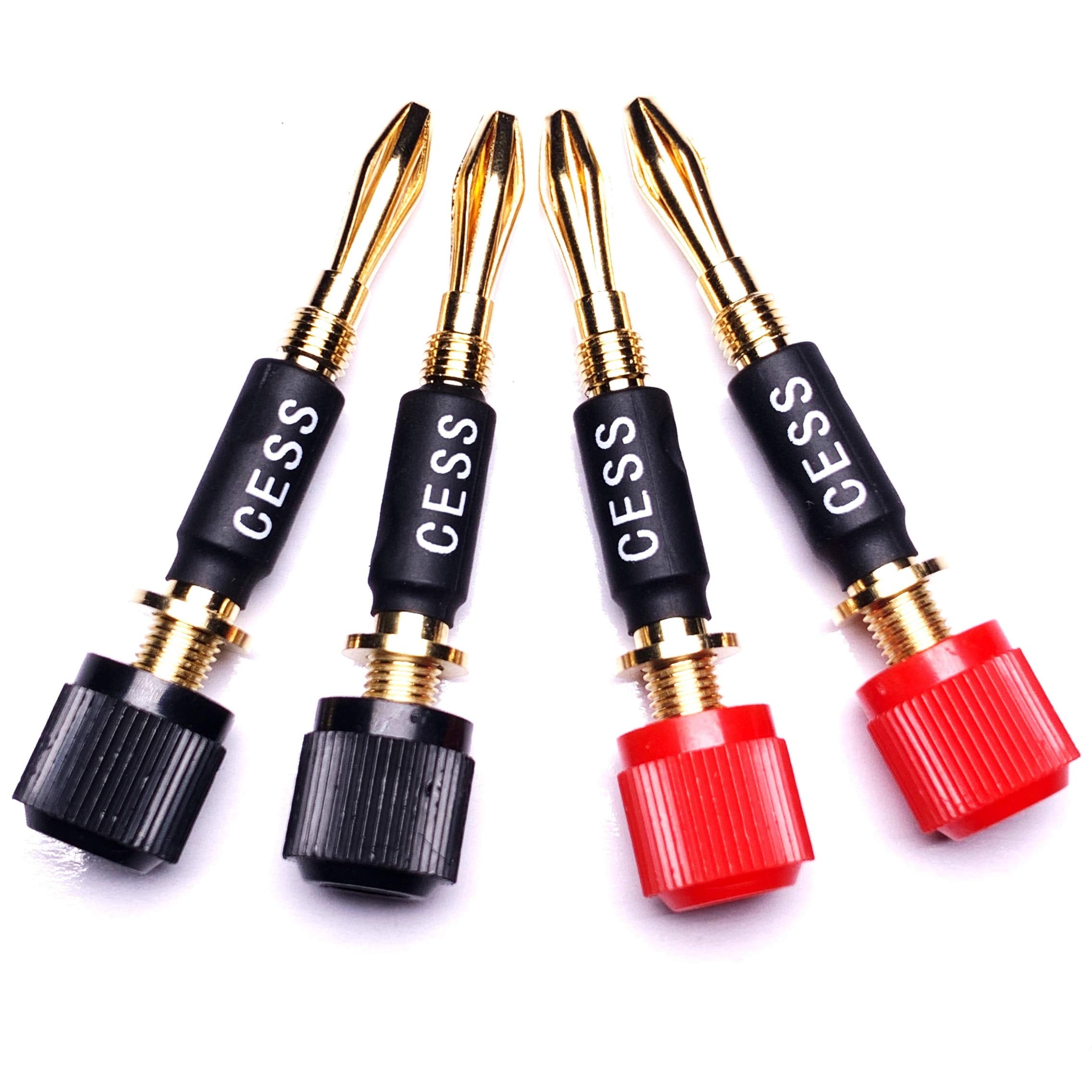 Cncess Cess 061 Spade Fork Binding Post To Banana Plugs Amp Speaker Adapter, 4 Pack