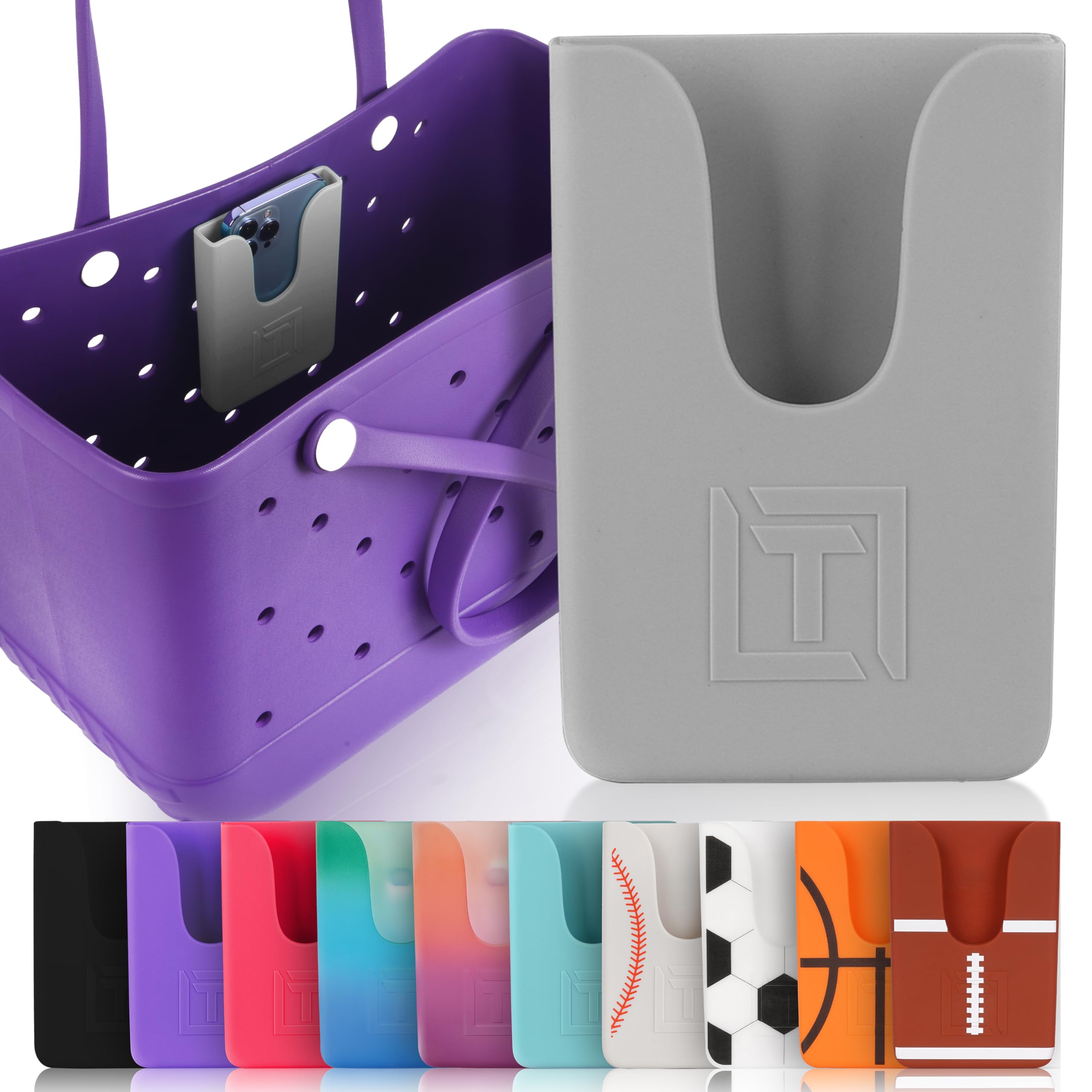 Tributary Brands   Grey Phone Holder For Bogg Bag And Simple Modern Bag   Made Of Silicone And Fits All Phone Sizes