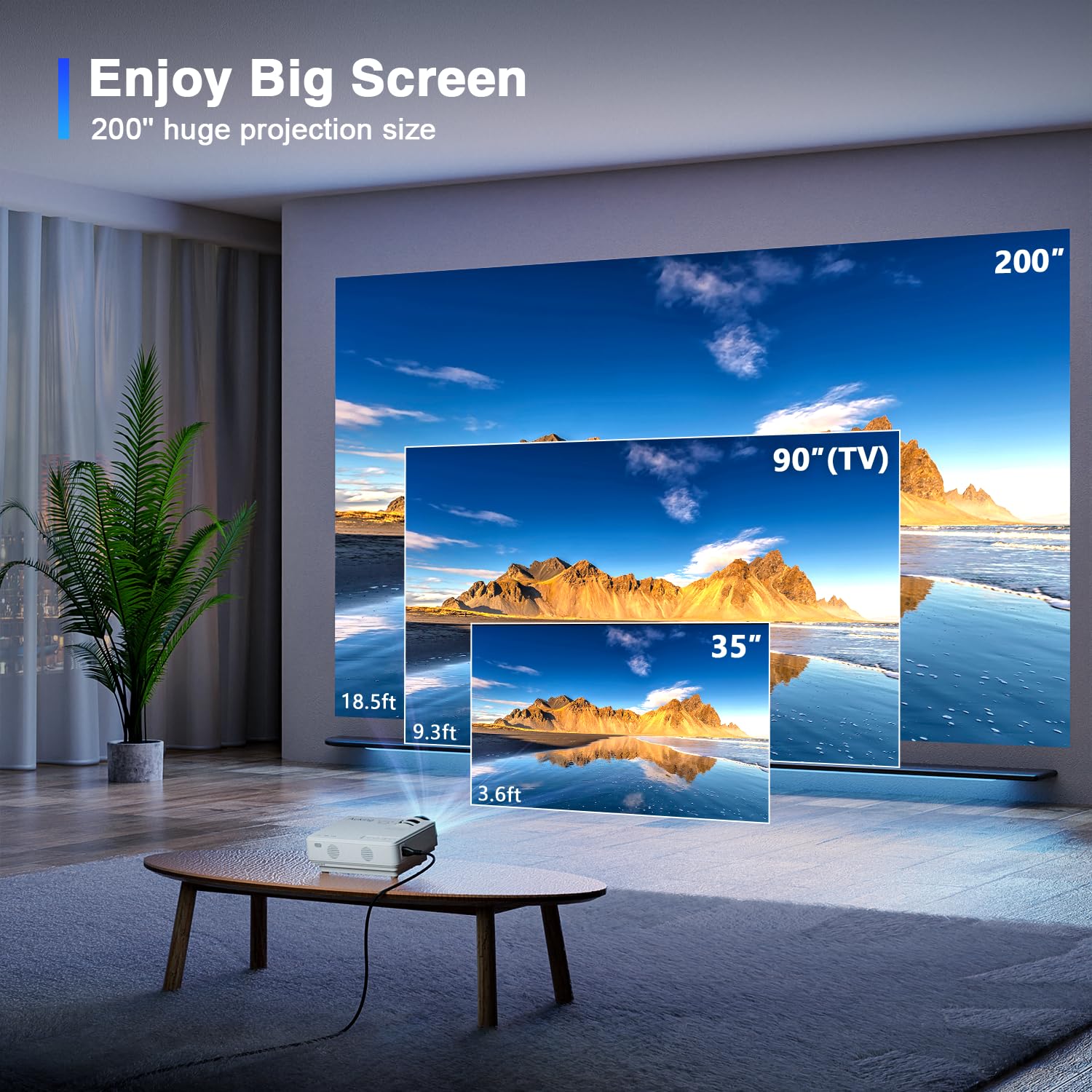 Auking Projector, 2024 Upgraded Mini Projector, Full Hd 1080P Home Theater Video Projector, Compatible With Hdmi/Usb/Av/Smartpho