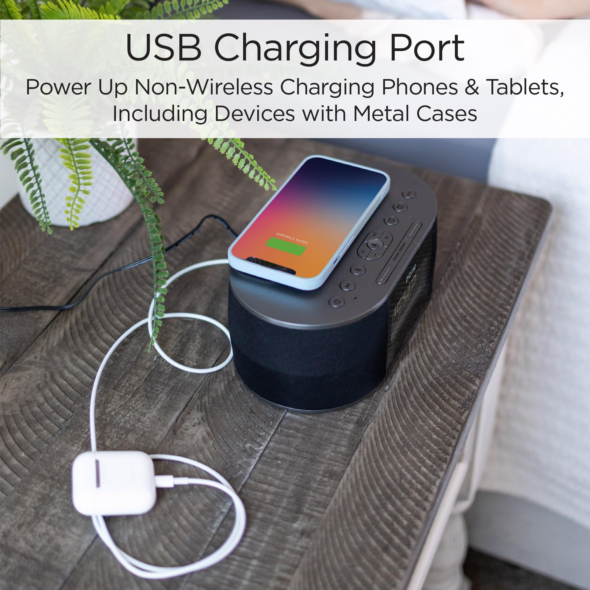 Ihome Ibtw38 Wireless Charging Bluetooth Alarm Clock,Black