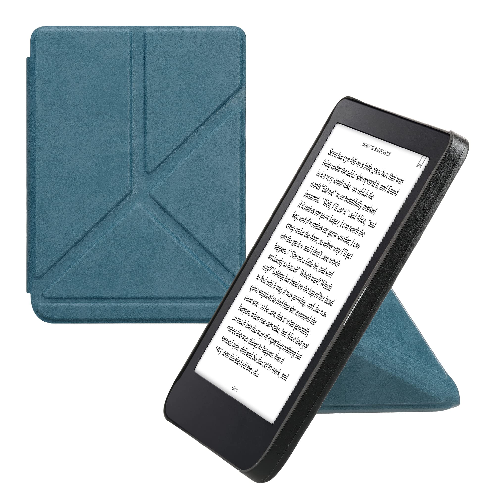 Kwmobile Origami Case Compatible With Kobo Clara 2E / Tolino Shine 4 Case   Slim Pu Leather Cover With Stand   Petrol