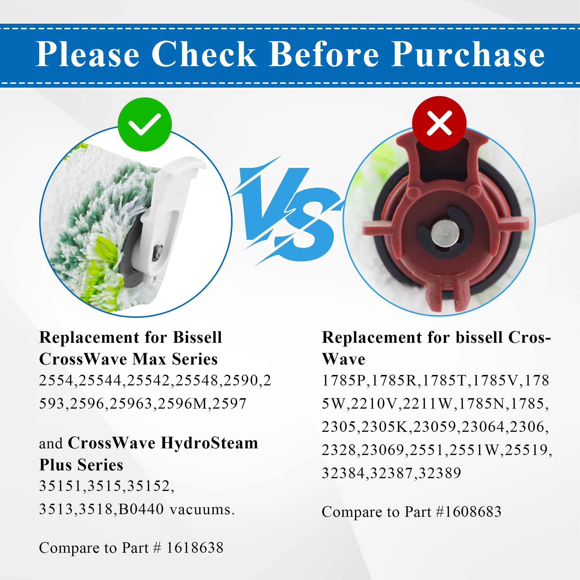 Multi Surface Pet Brush Rolls 2788 And Vacuum Filters Replacement For Bissell Crosswave Max 2554 2554A 2590 2593 2596, Crosswave