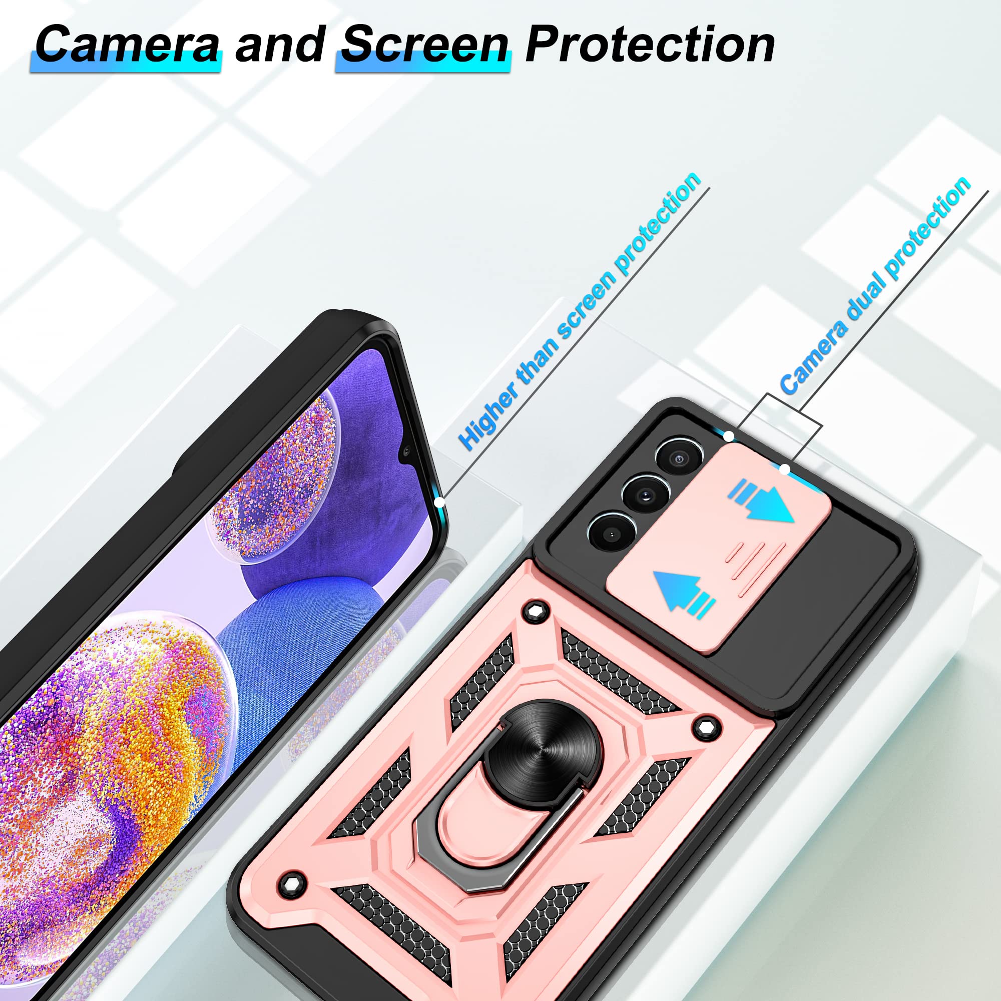 Atump For Samsung A23 Case, Galaxy A23 5G/4G Case With Hd Screen Protector, Heavy Duty Shockproof Protective Case With Magnetic