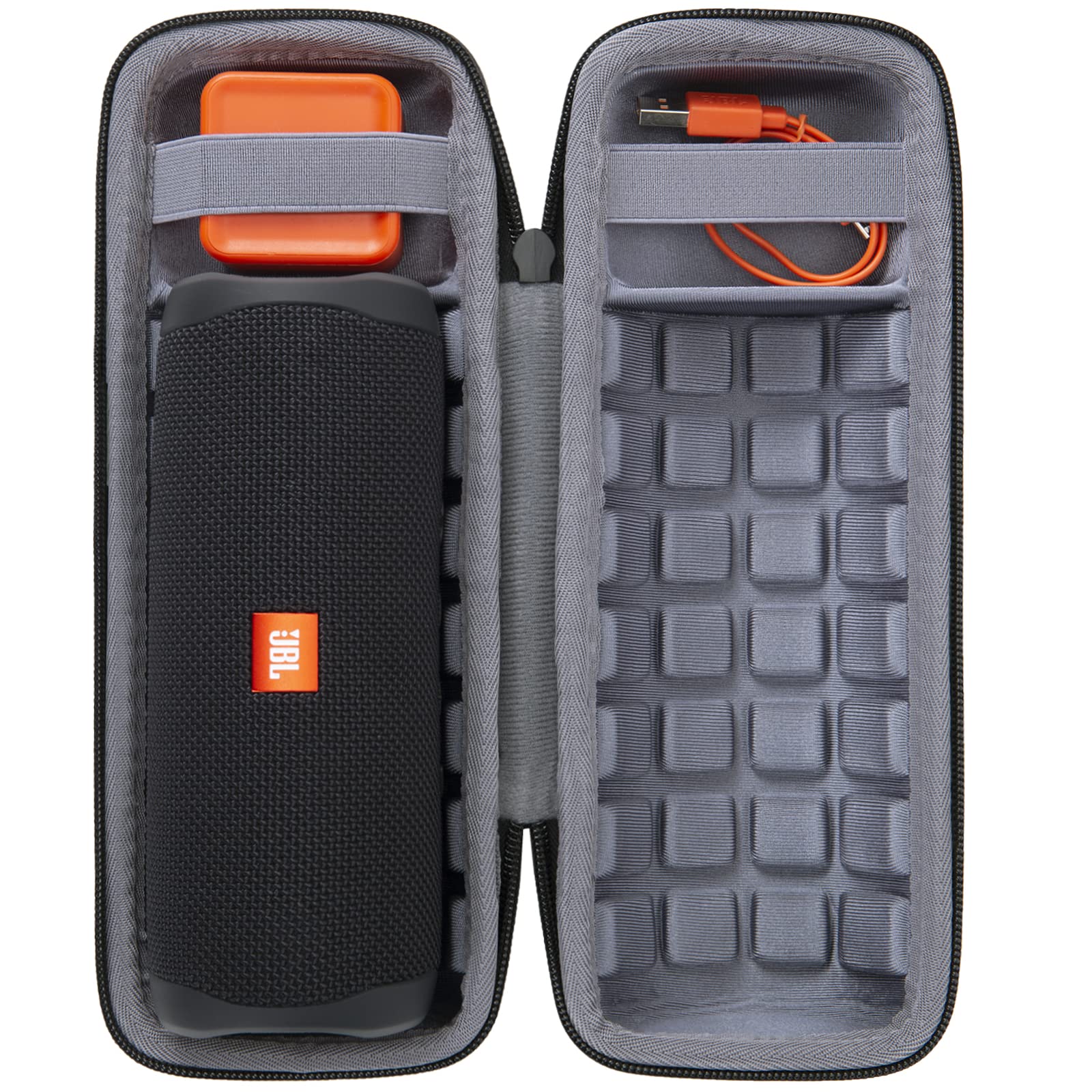 Co2Crea Hard Travel Case For Jbl Flip 6, 5, 4, 3 Waterproof Portable Speaker (Black Case + Inside Grey)